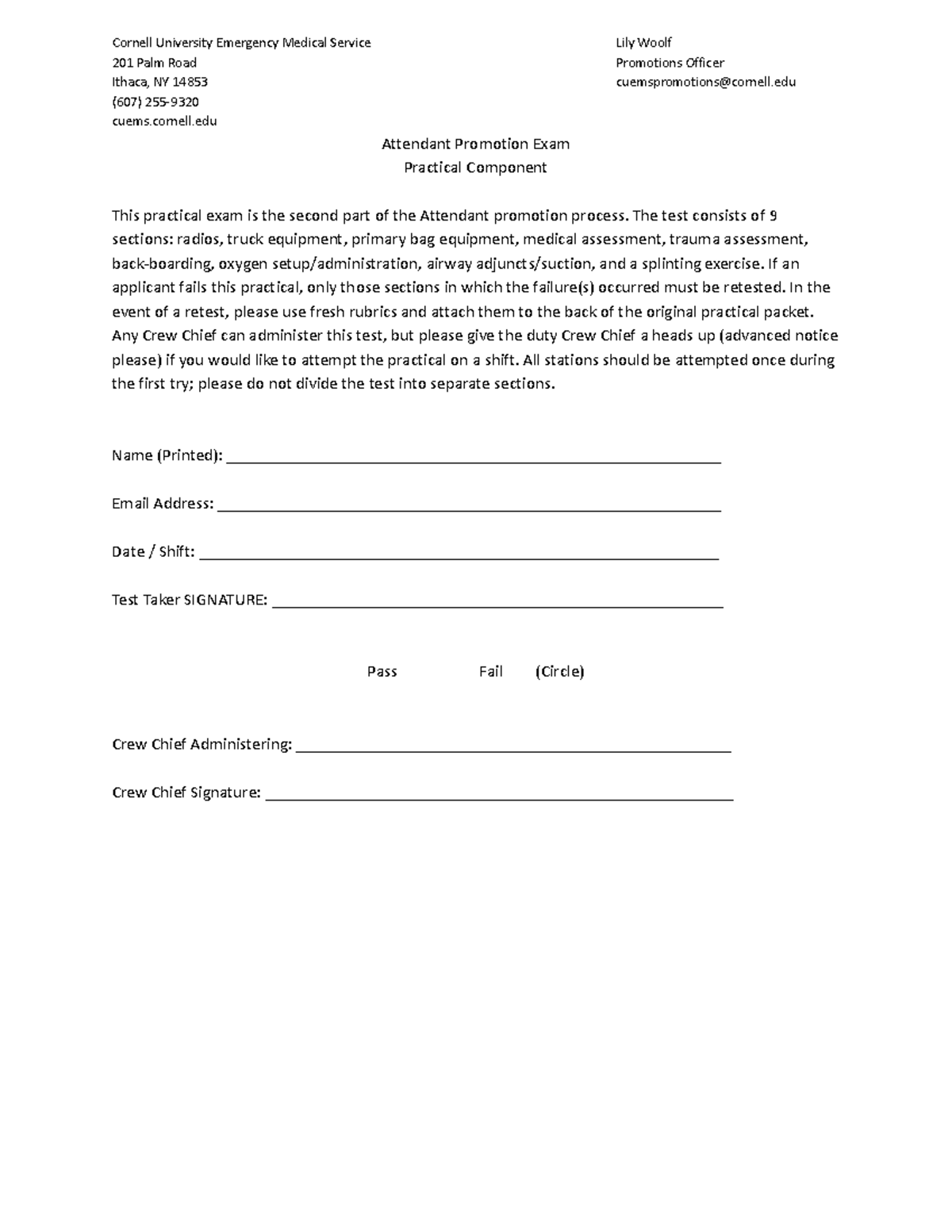 Attendant Practical Promotion Exam - 201 Palm Road Promotions Officer ...