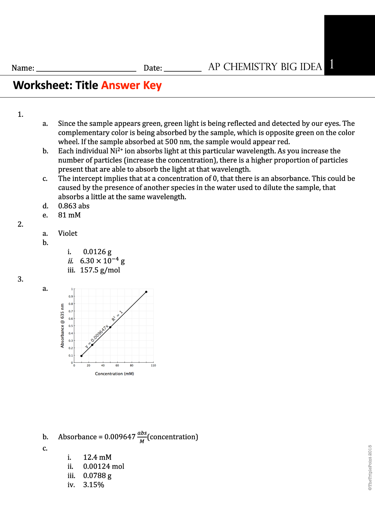 Beer's+Law+Worksheet+KEY Studocu