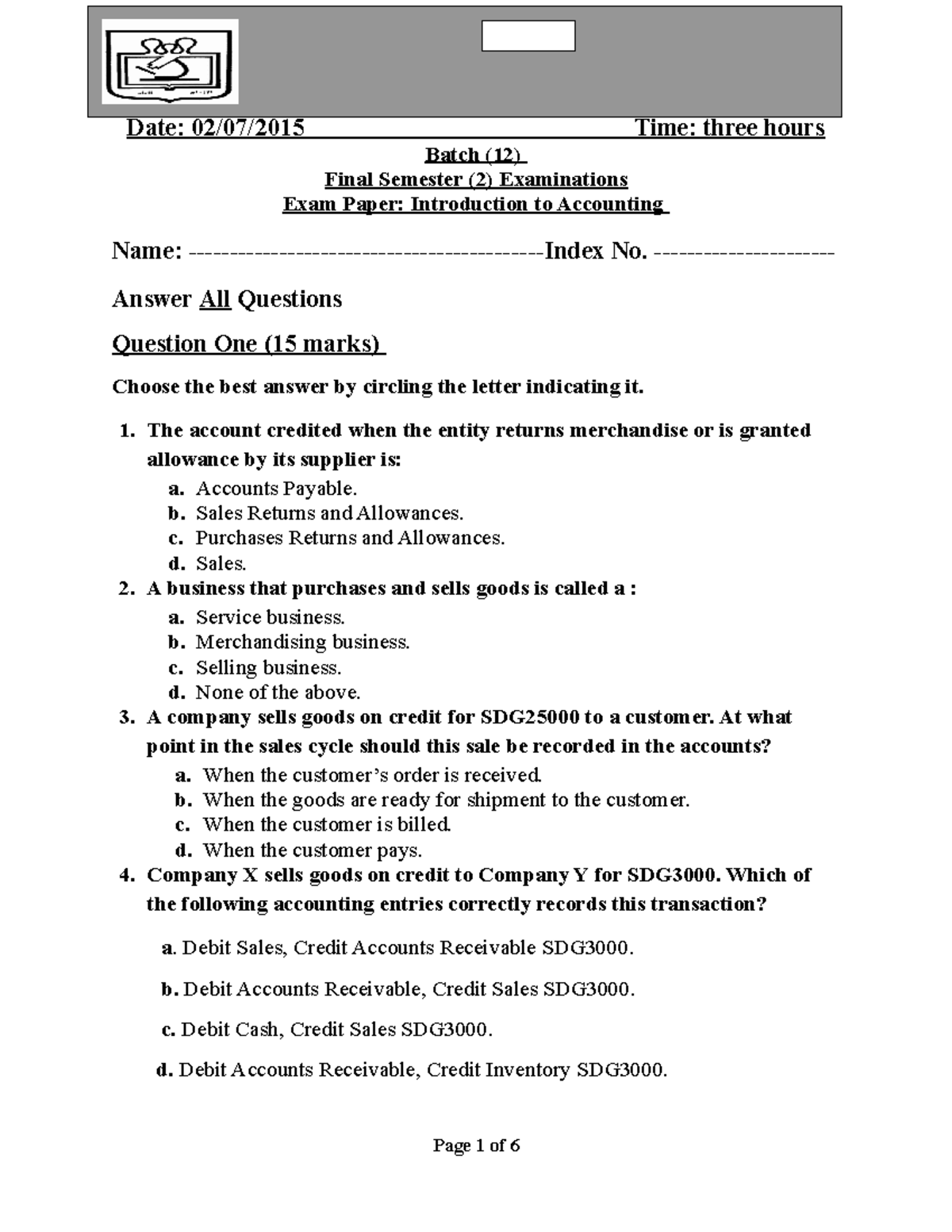 Null-2 - Computer science - Date: 02/07/2015 Time: three hours Batch ...