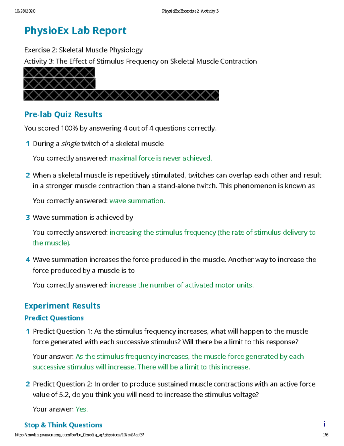 Physio Ex Exercise 2 Activity 3 - PhysioEx Lab Report Exercise 2 ...