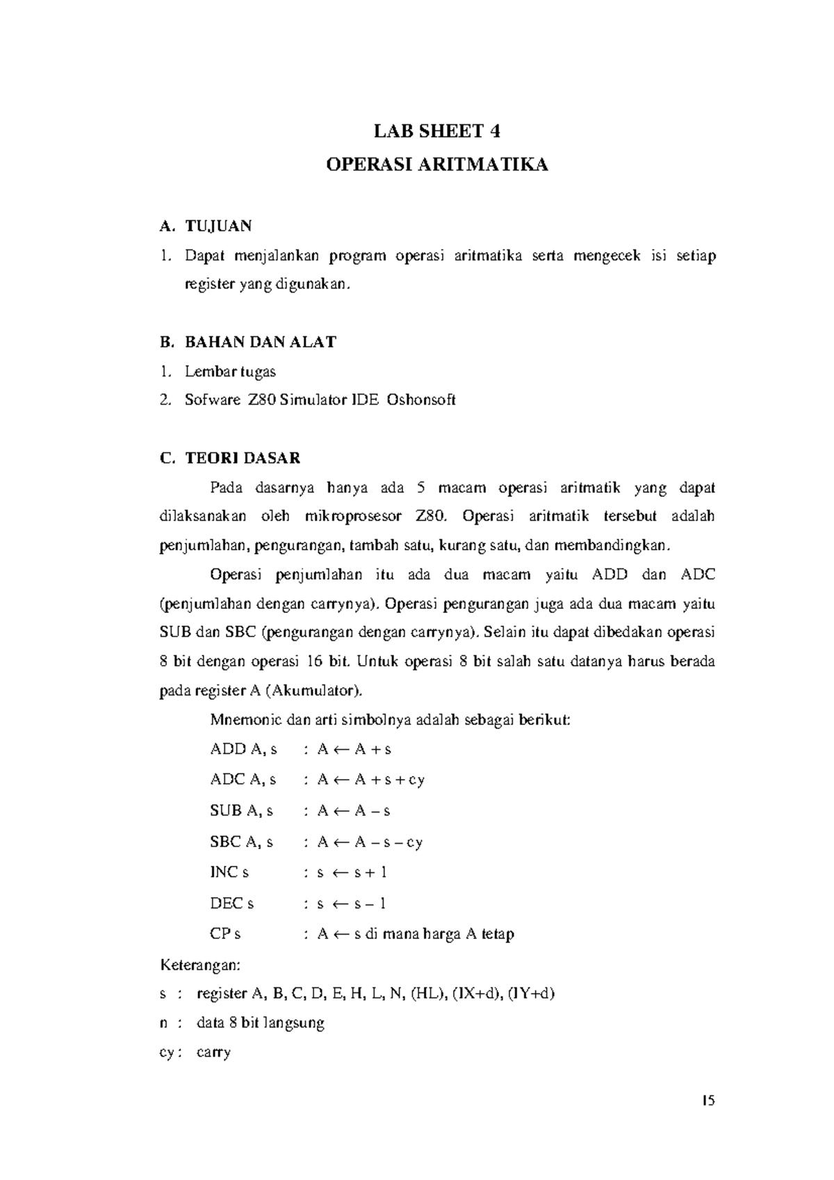 LAB Sheet 4 Operasi Aritmetika - A. TUJUAN Dapat Menjalankan Program ...