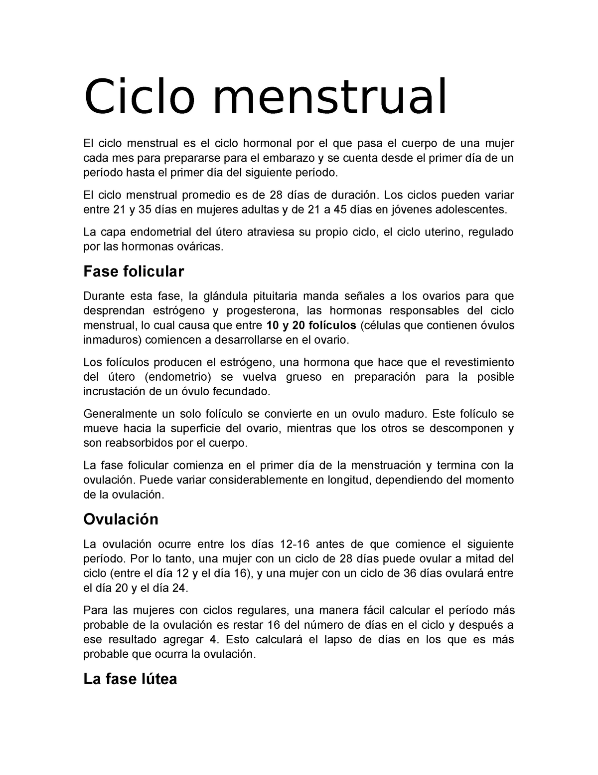 Ciclo Menstrual Apunte Para La Clase De Histologia Ciclo Menstrual El Ciclo Menstrual Es El 9089