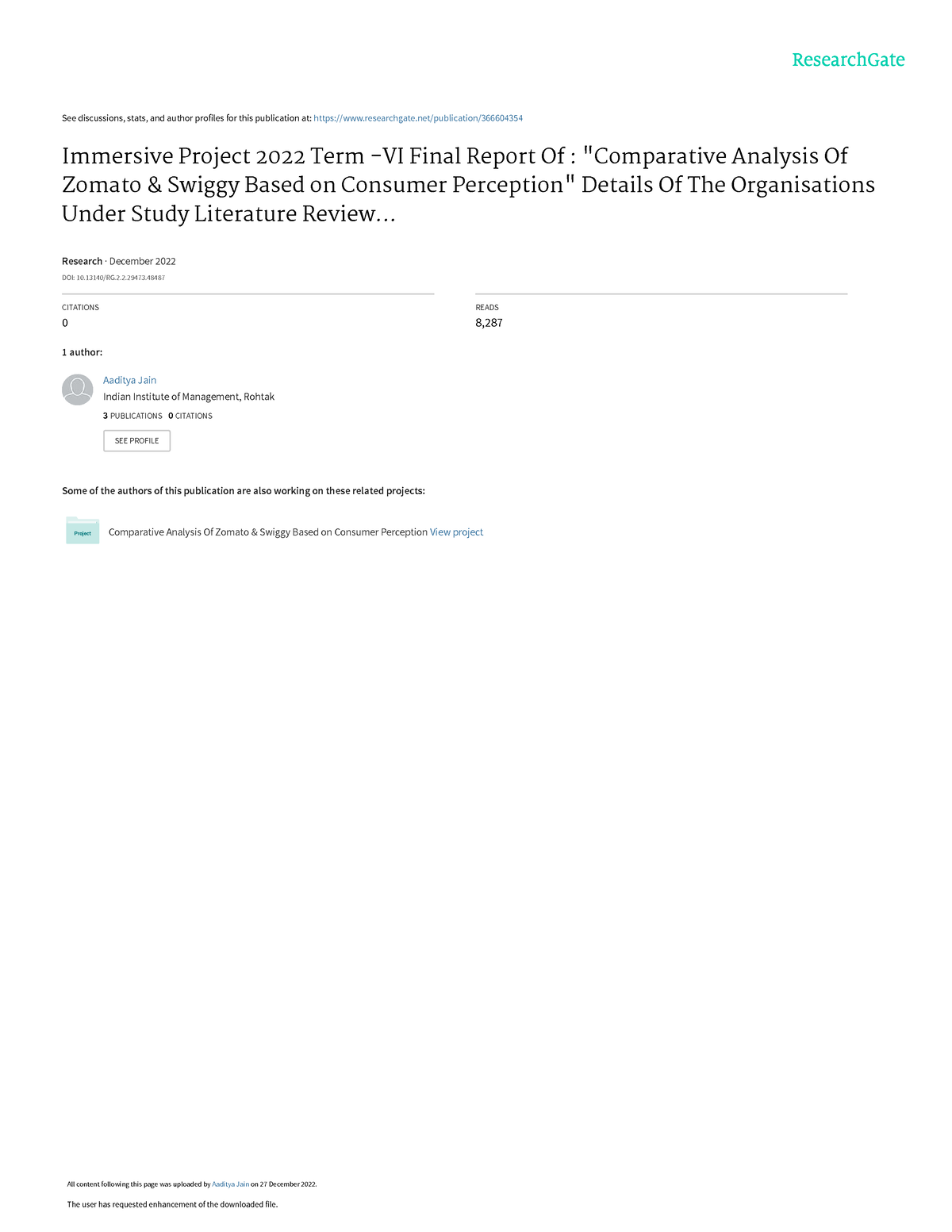 Comparative Analysis Of Zomato Swiggy Basedon Consumer Perception - See ...