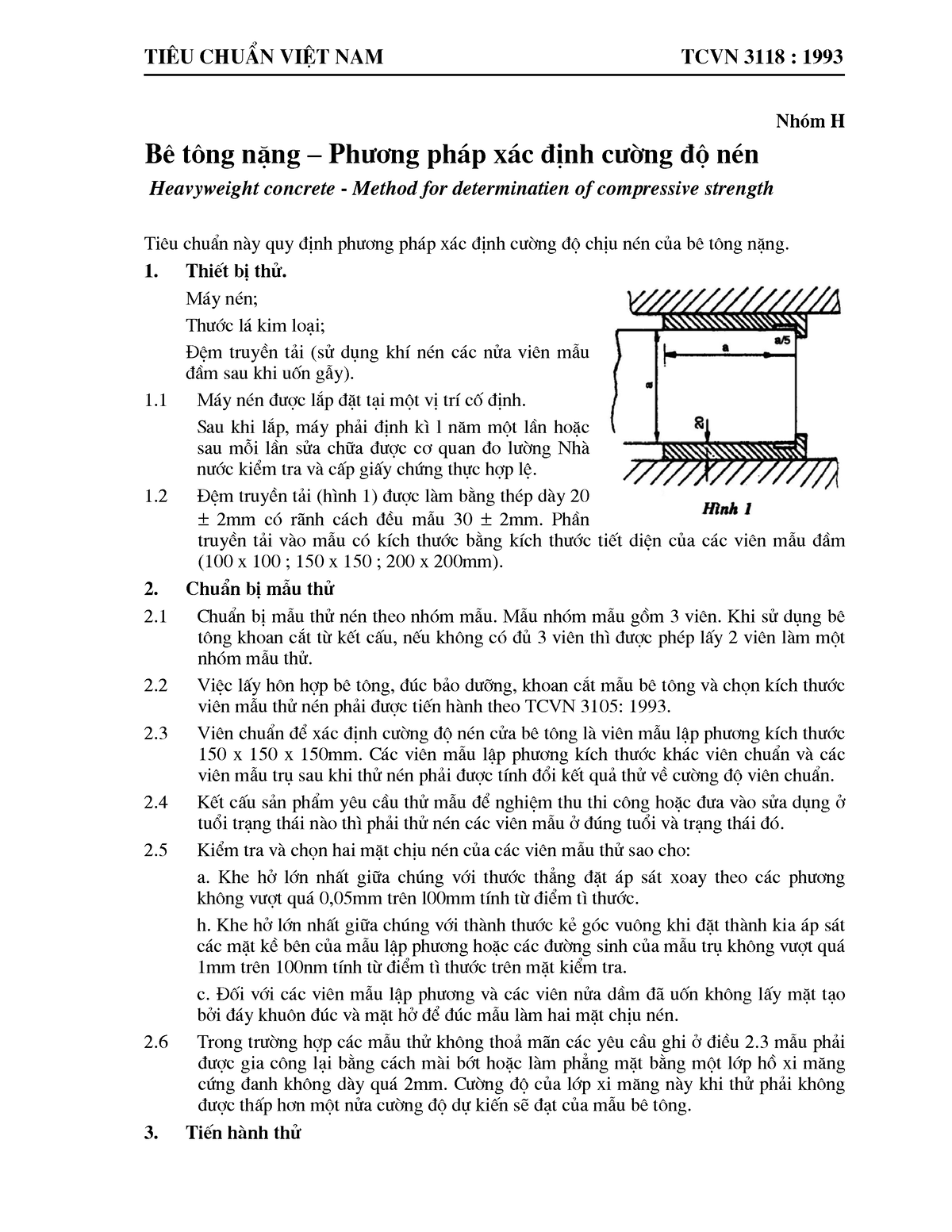 TCVN 3118-1993 - Be Tong Nang - Phuong Phap Xac Dinh Cuong Do Nen - Nh ...