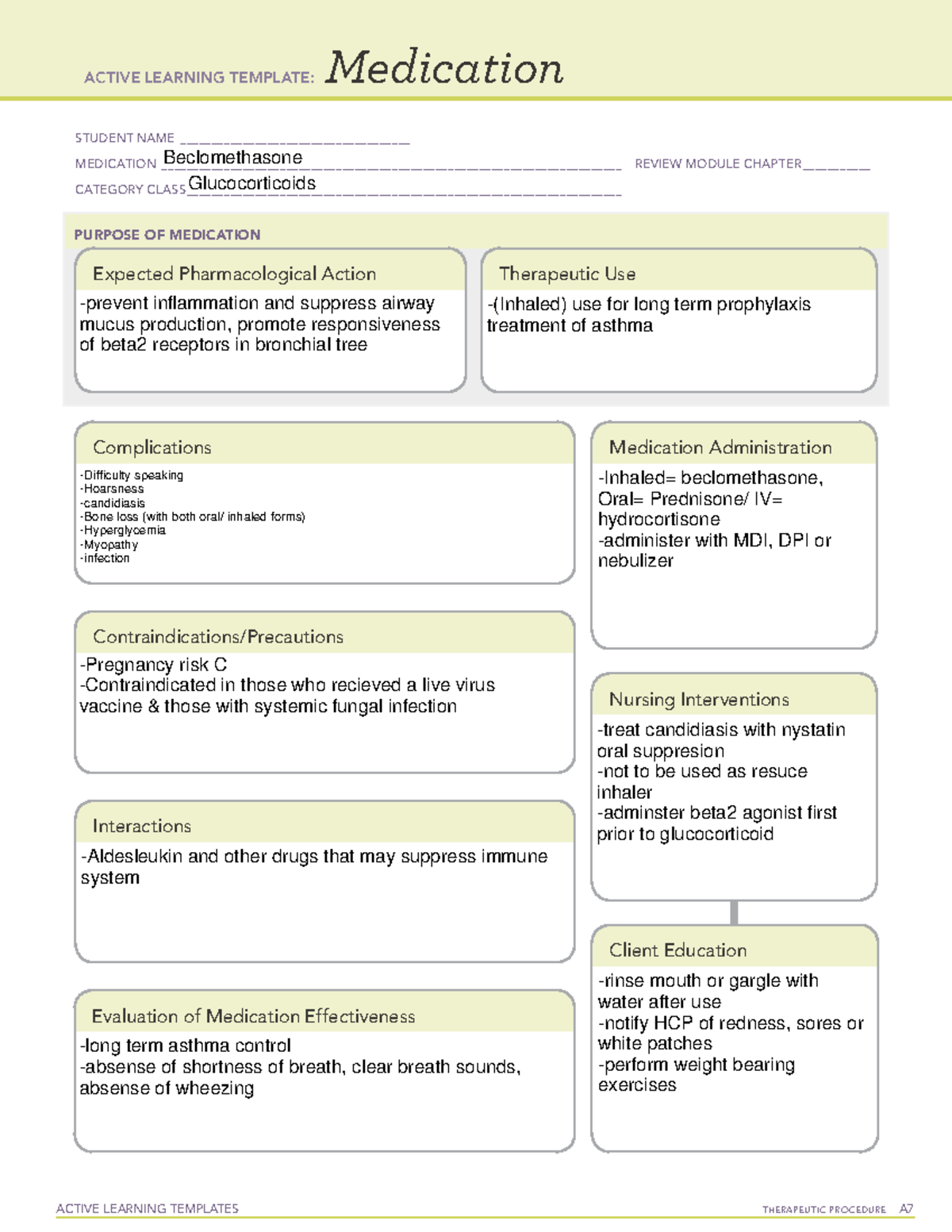 medication Beclomethasone - ACTIVE LEARNING TEMPLATES THERAPEUTIC ...