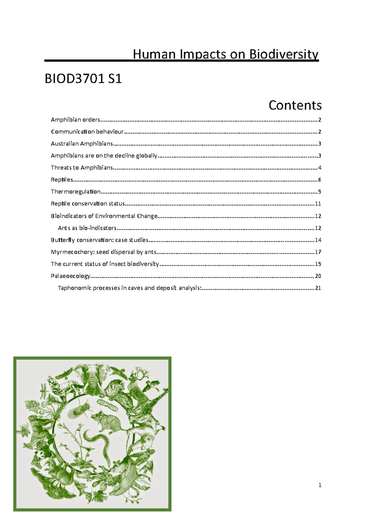 Human Impacts on Biodiversity notes - IOoo oo Human Impacts on ...