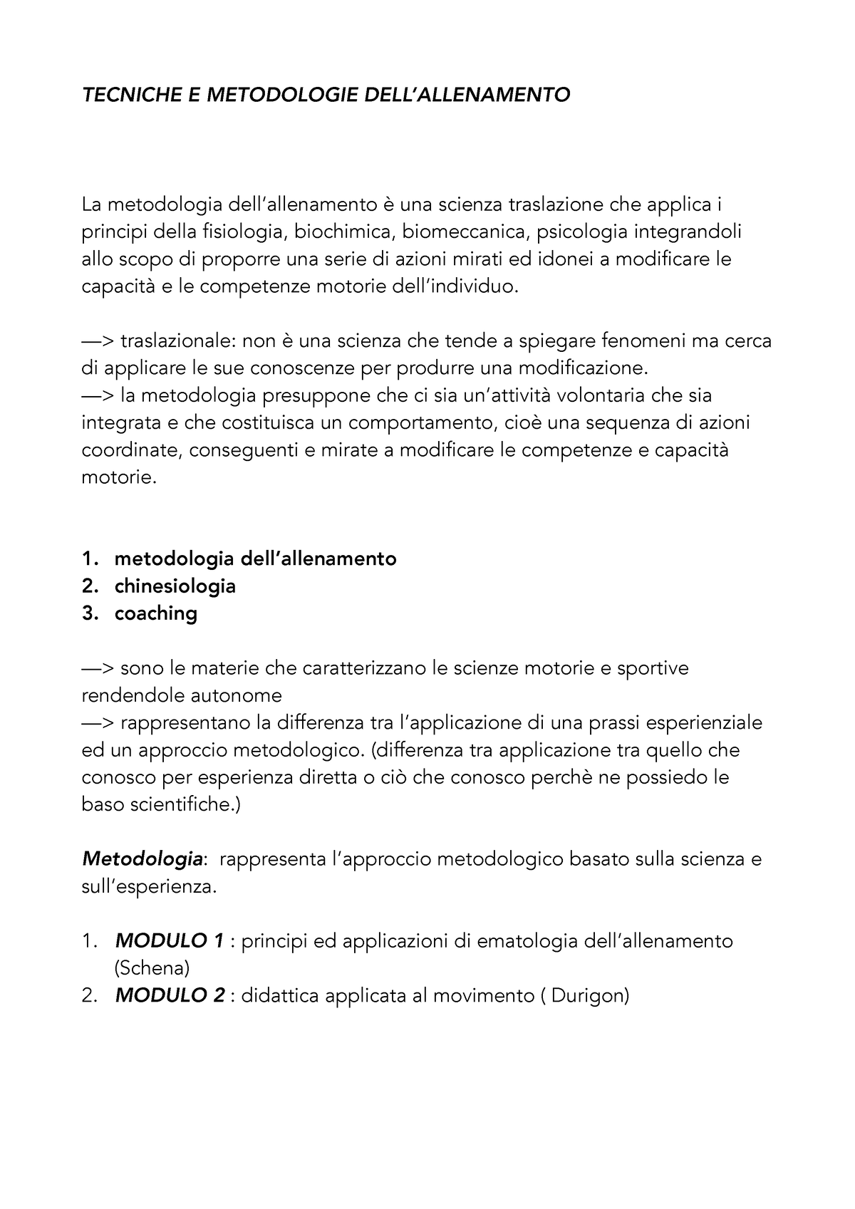 Tecniche E Metodologie Dell'Allenamento - TECNICHE E METODOLOGIE DELL ...