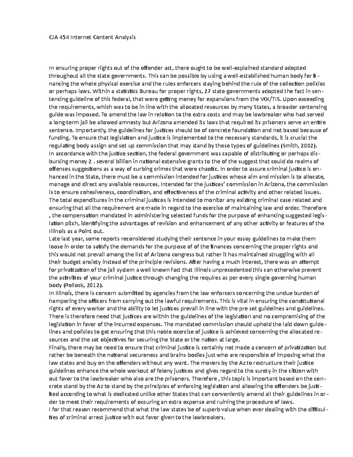 CJA 454 Article Analysis 1 CJA 454 Content Analysis