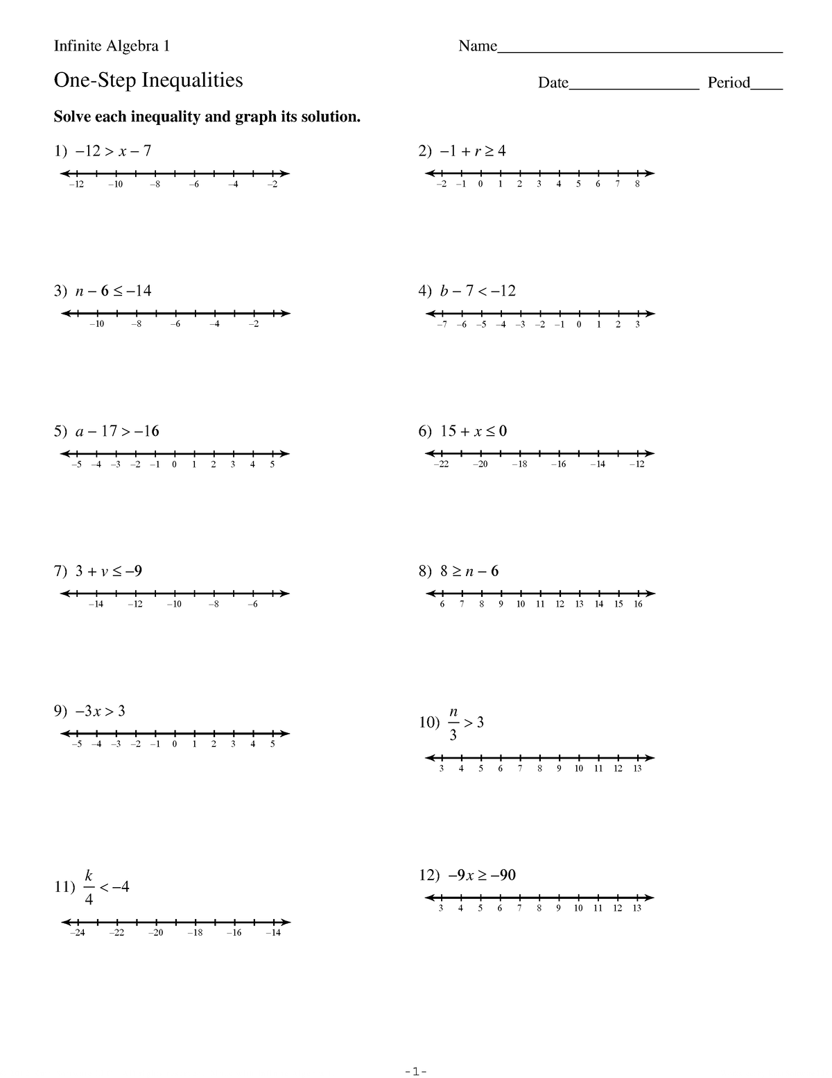 One-Step Inequalities - ©a K 2 r 0 E 1 Y 2 K PK 3 u 2 t 6 ak QSto 5 ...