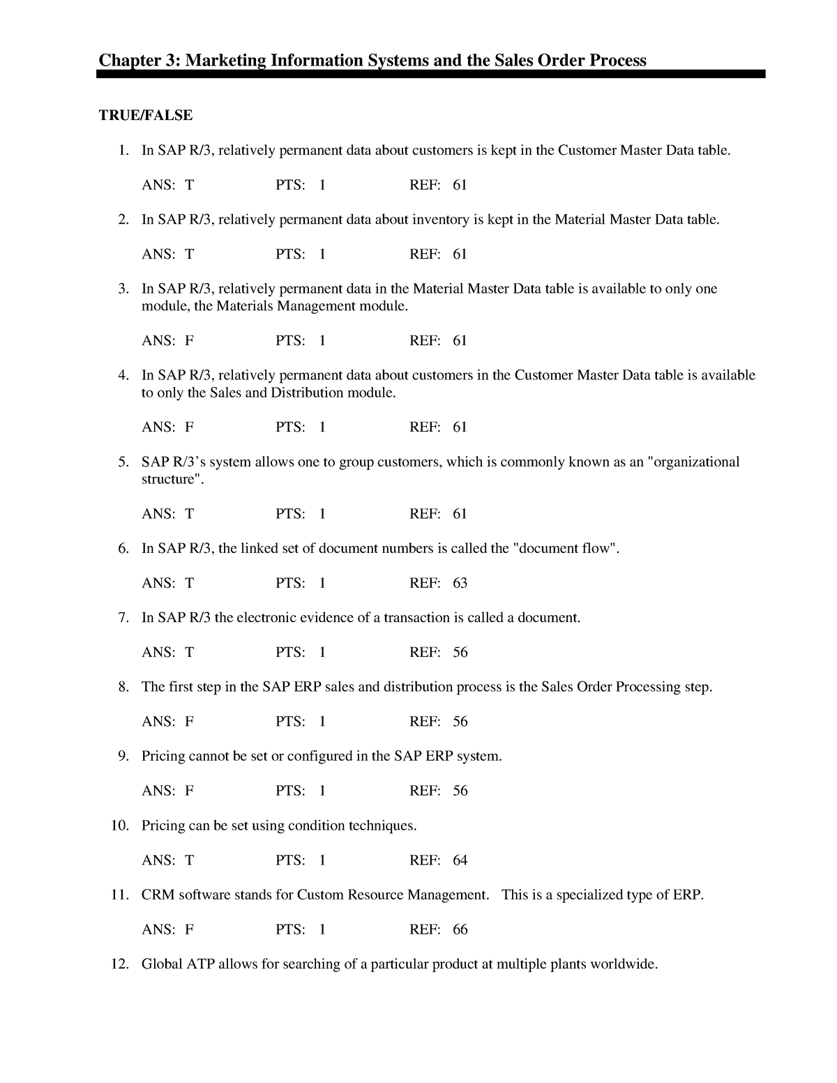 CH03 TB - Test bank - Chapter 3: Marketing Information Systems and the ...