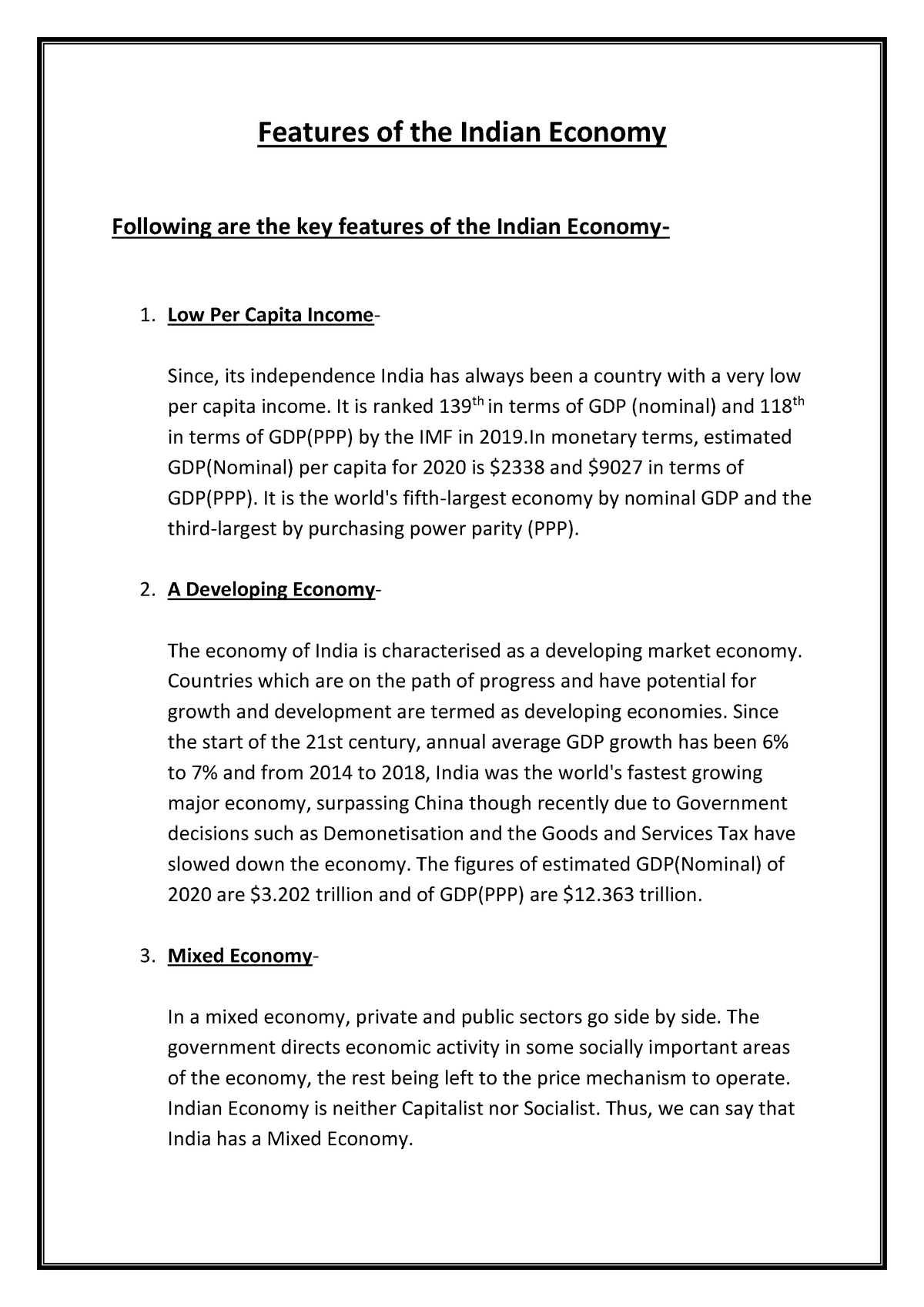 features-of-the-indian-economy-features-of-the-indian-economy