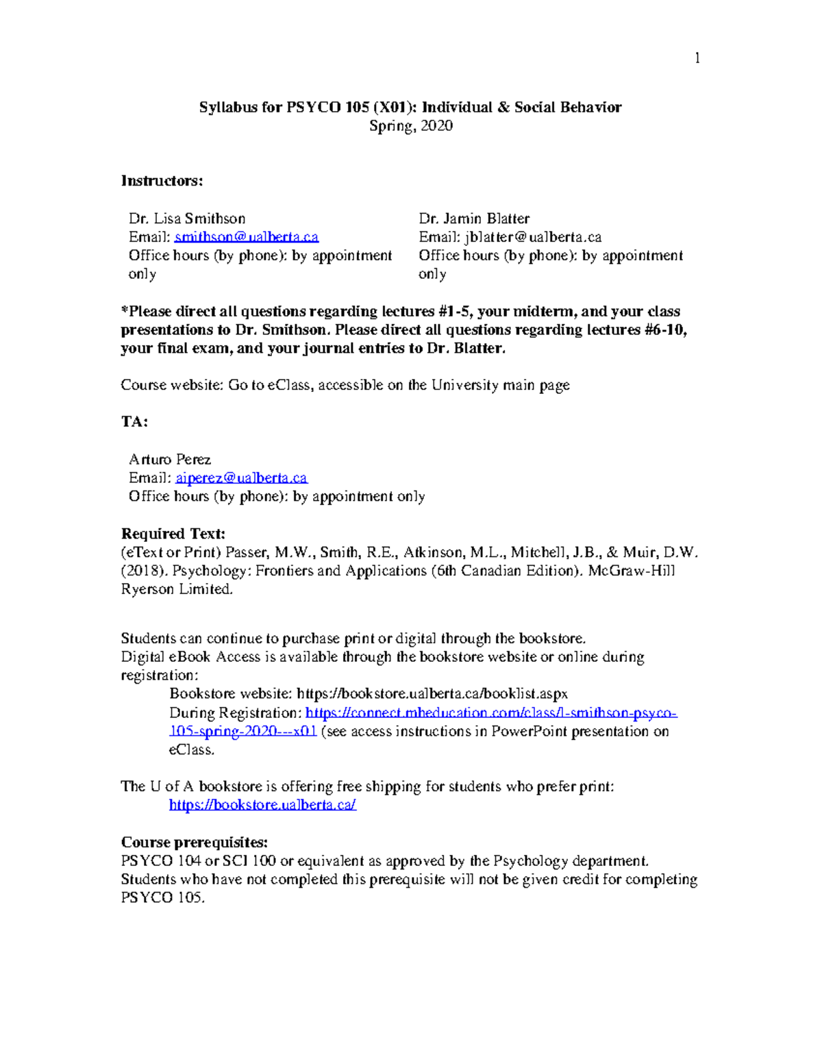 2020-Spring- Psyco-105- Lecture-X01 - Syllabus For PSYCO 105 (X01 ...