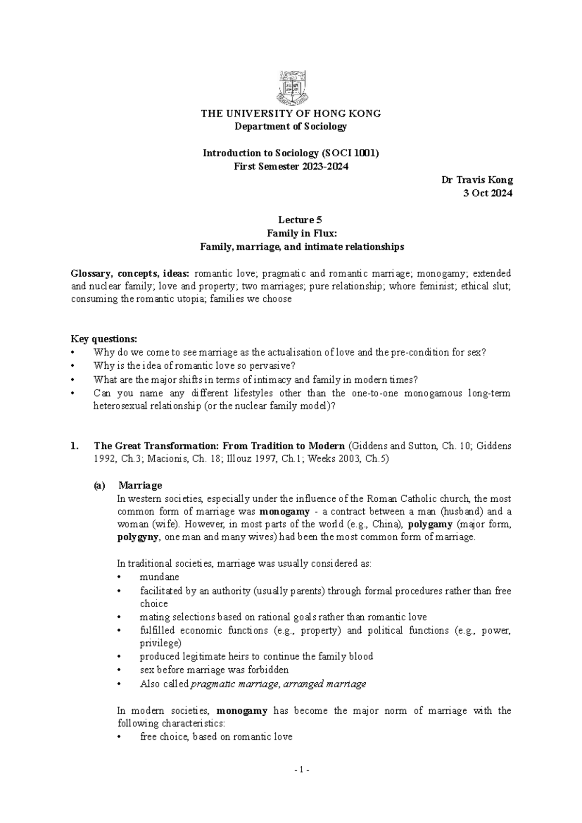 Lecture Five handout with notes - THE UNIVERSITY OF HONG KONG ...