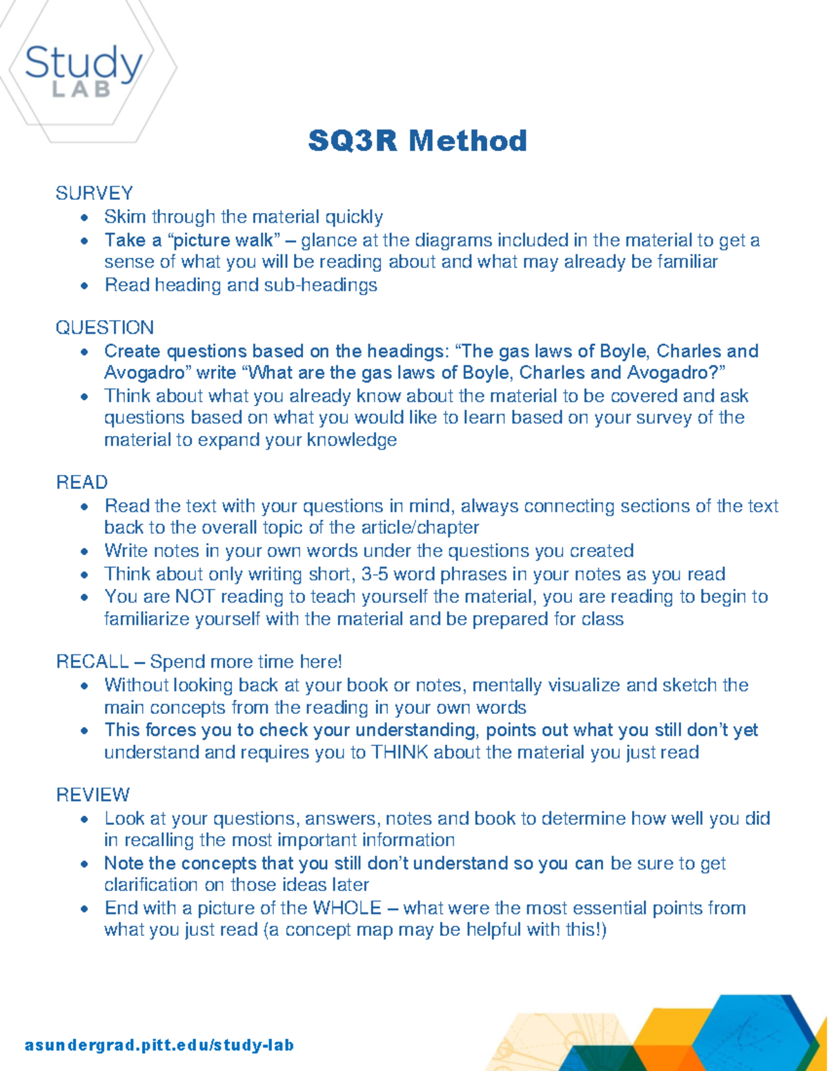 SQ3R Method-Updated Template - Asundergrad.pitt/study-lab SQ3R Method ...