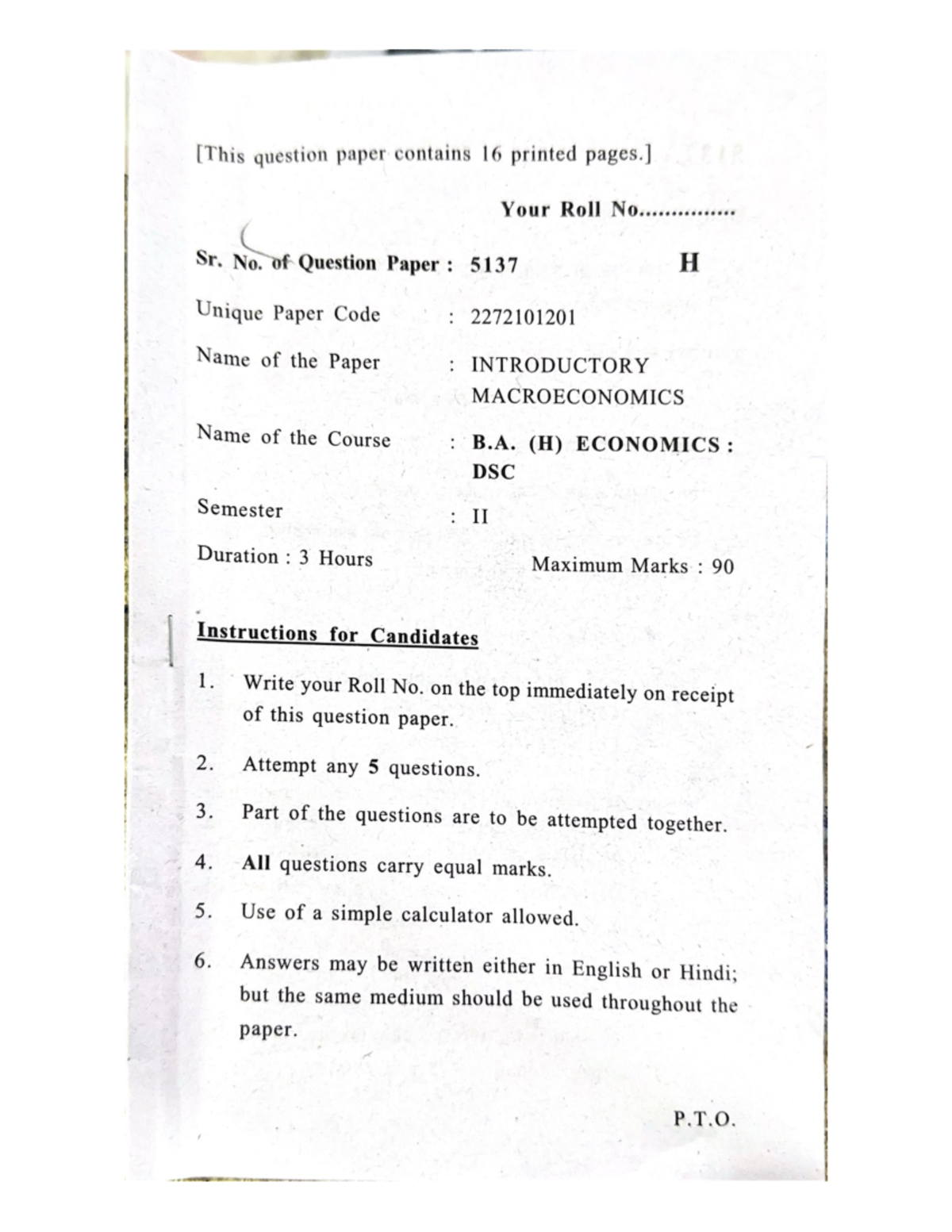 [This question paper contains 16 printed pages Economics hons Studocu