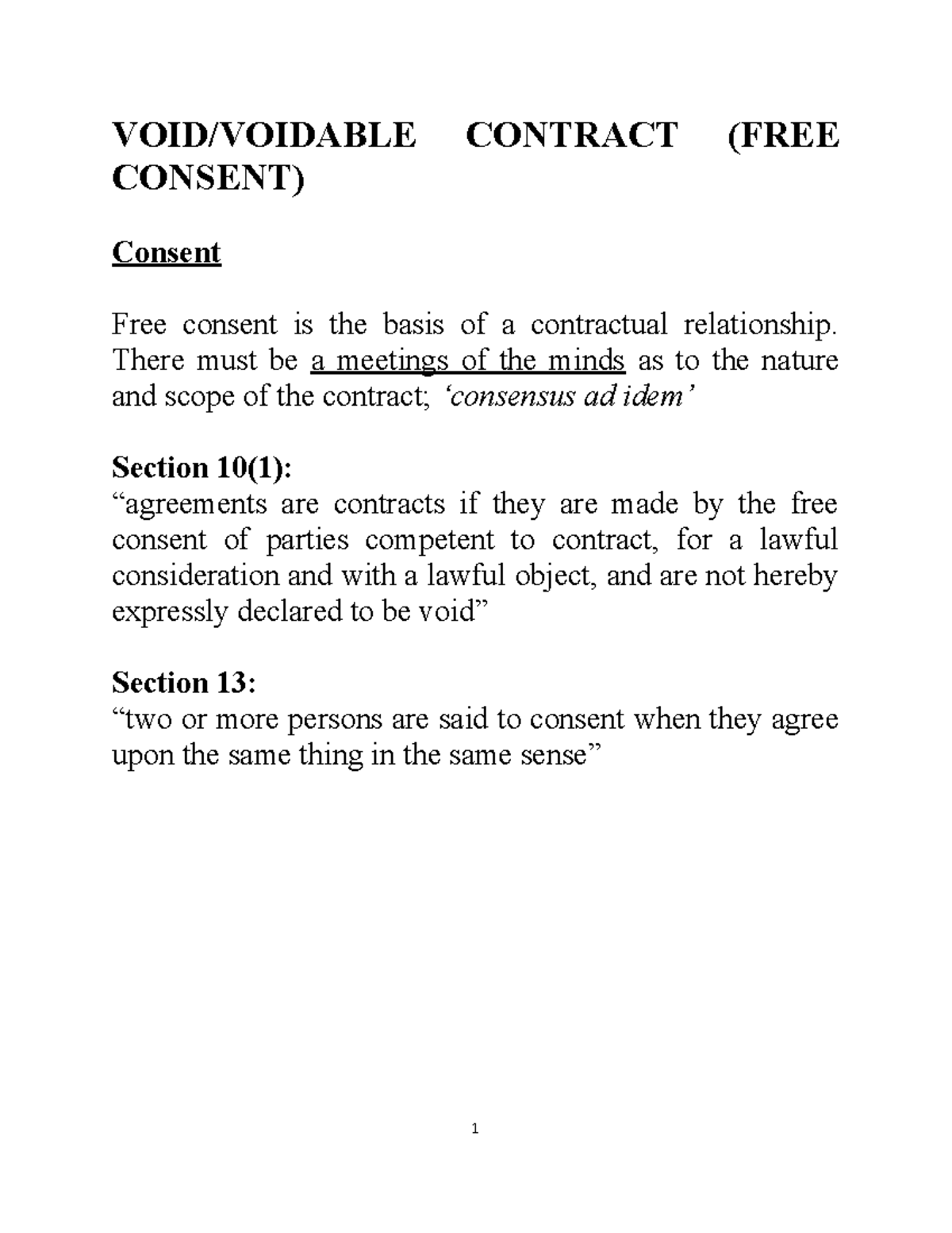 Free Consent - Void/Voidable Contract - Business Law - VOID/VOIDABLE ...