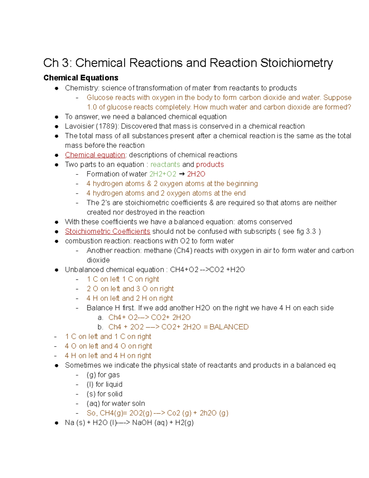 Ch 3 Chemical Reactions and Reaction Stoichiometry - Ch 3: Chemical ...