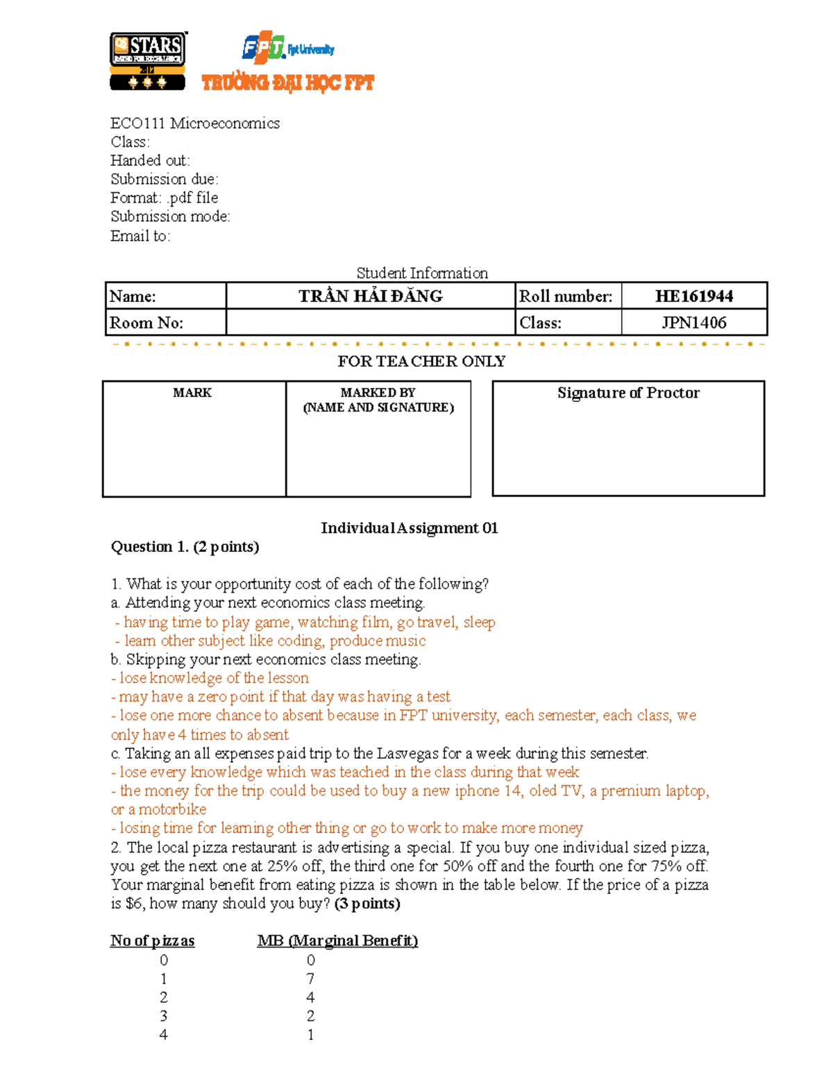 ECO Test - ECO111 Microeconomics Class: Handed out: Submission due ...