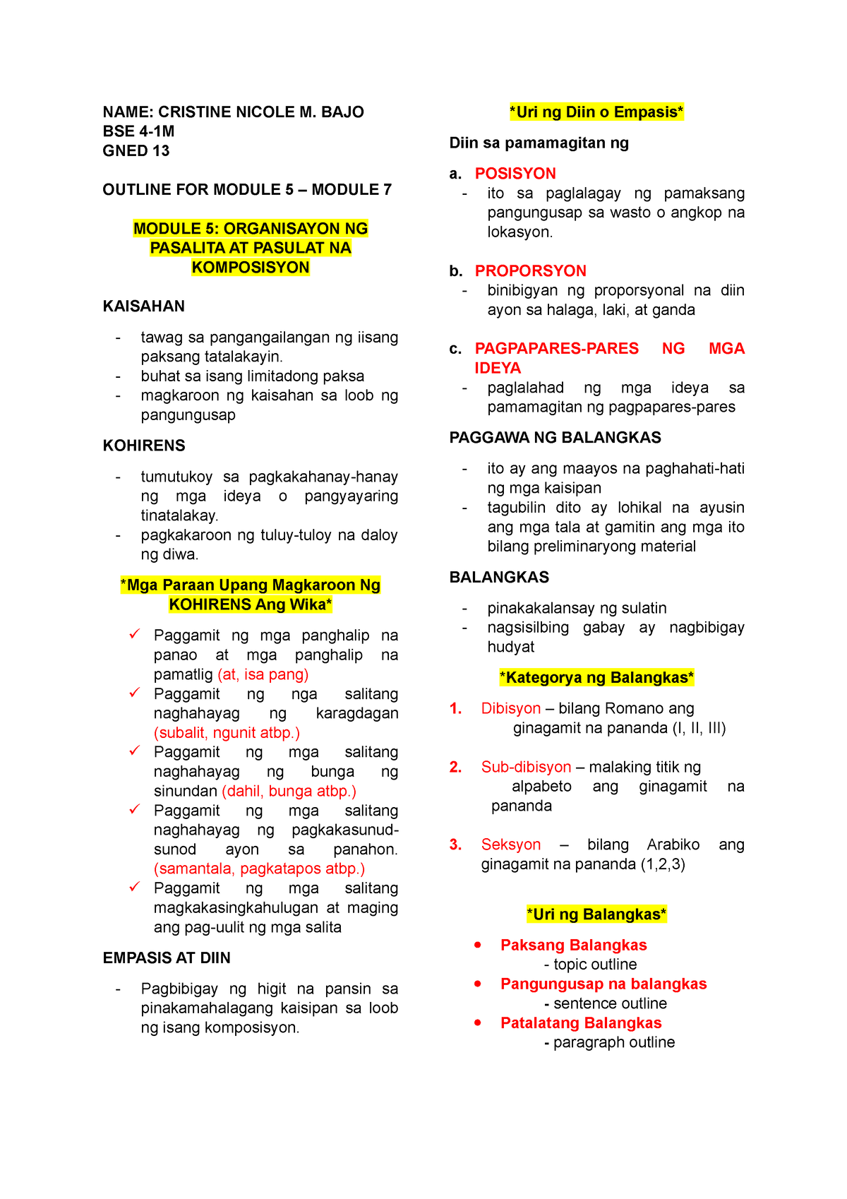 BAJO - Outline - Module 5 - 7 - Kontekstwalisadong Komunikasyon Sa ...