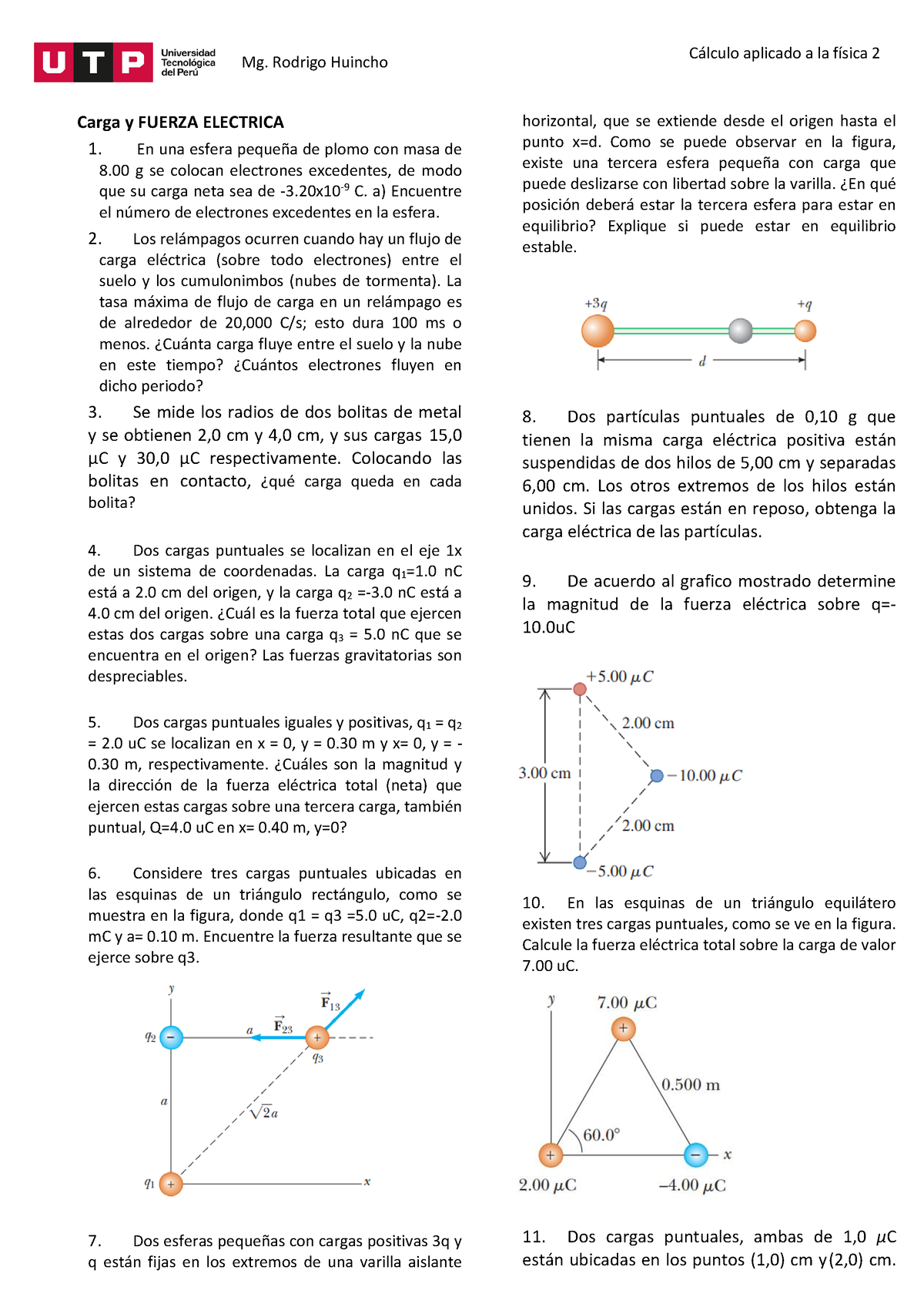 S01.s2-Ejercicios Fuerza Electrica - Mg. Rodrigo Huincho C·lculo ...