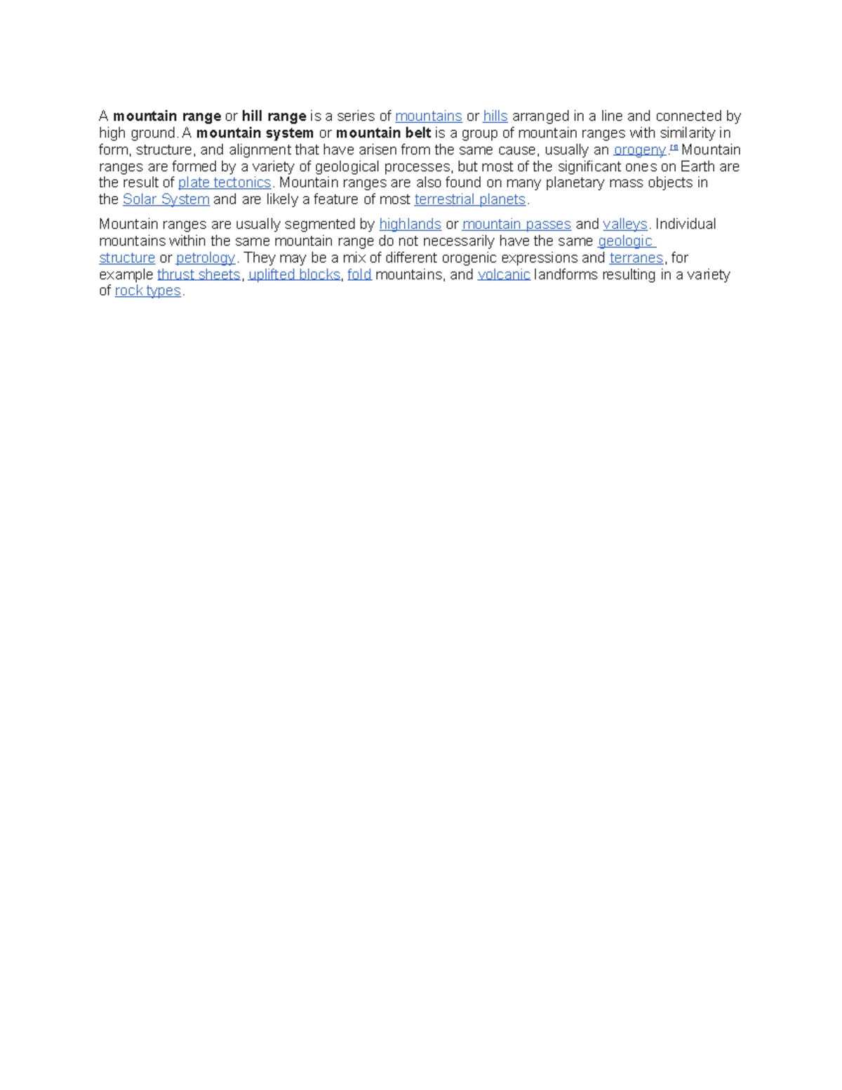 Mountain range - NOTES - ECE1015 - Conestoga College - Studocu