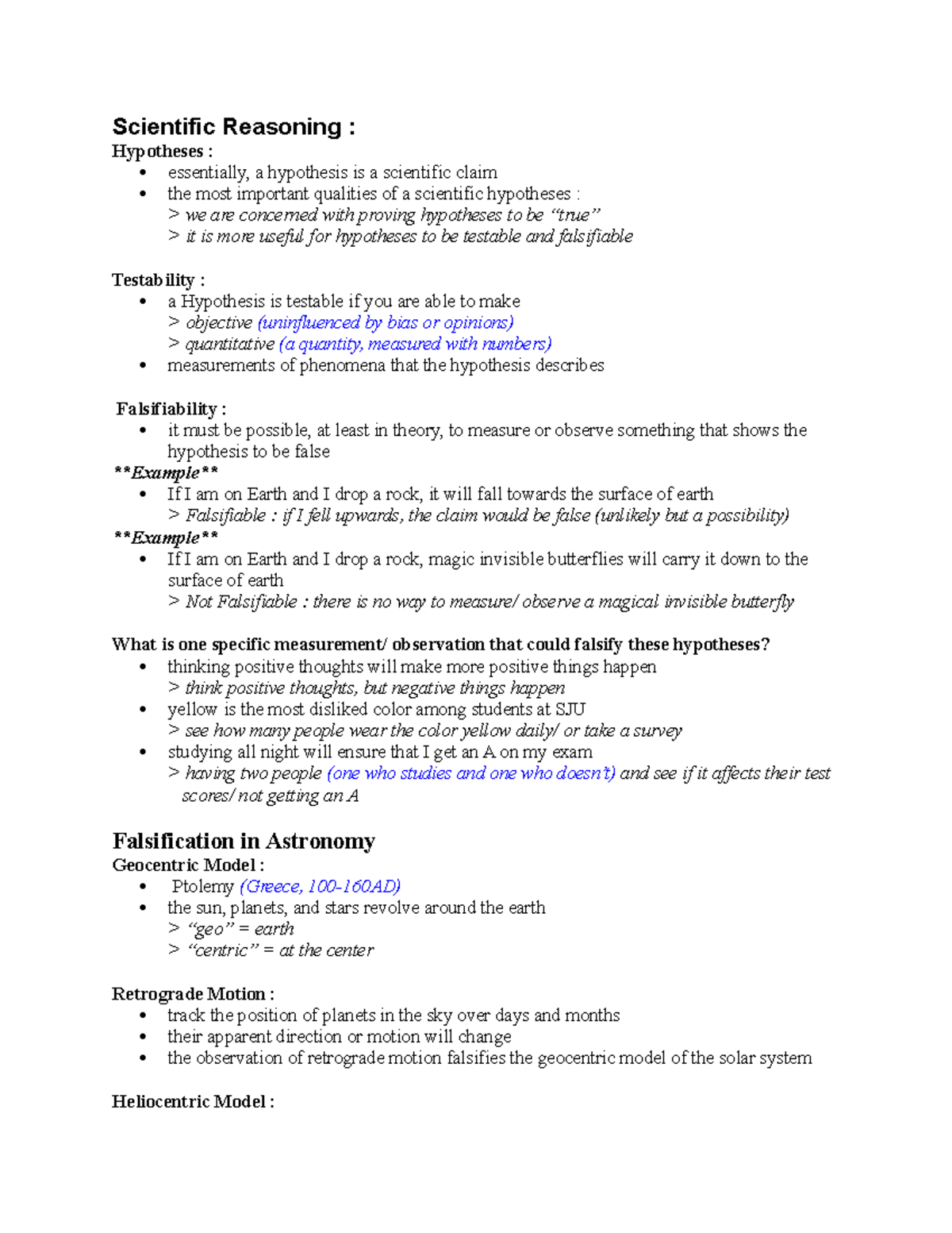 SCI1000 Scientific Reasoning Scientific Reasoning Hypotheses essentially, a hypothesis