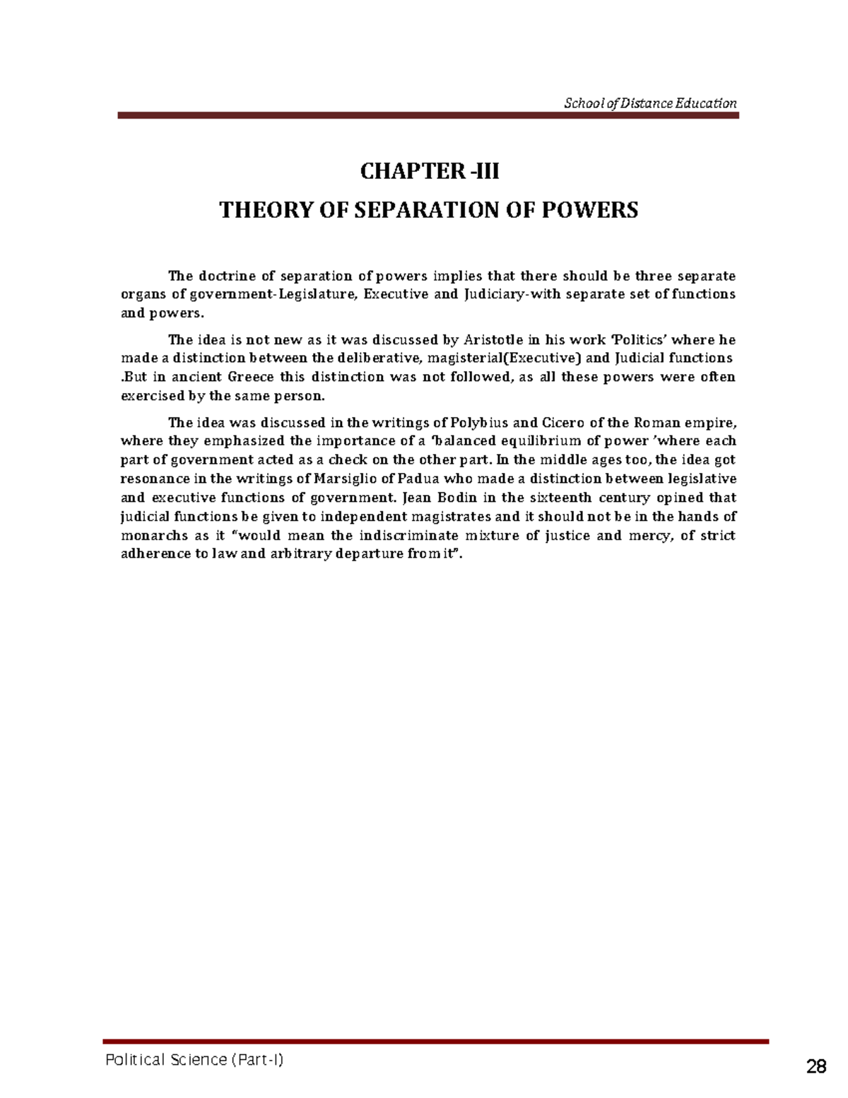 Politics 5th chapter - Political Science (Part-I) THEORY OF SEPARATION ...