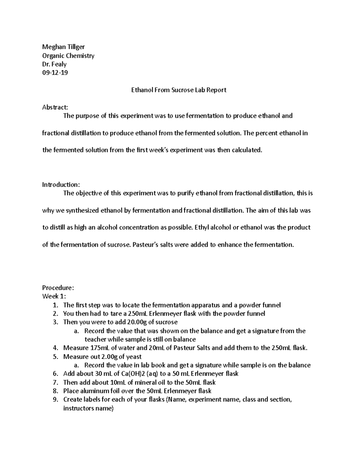 ethanol combustion experiment lab report