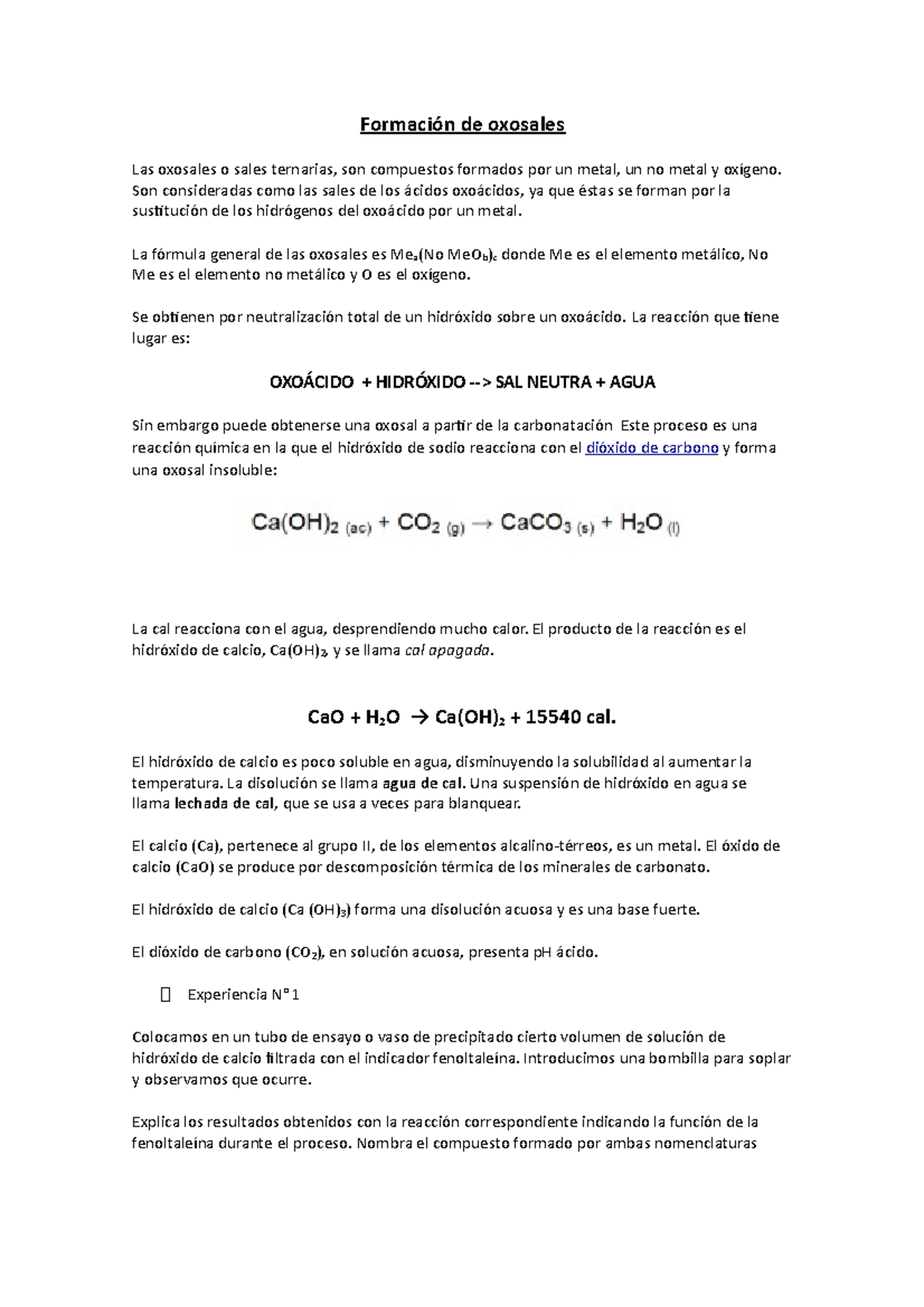 Formación de oxosales - Formación de oxosales Las oxosales o sales ...