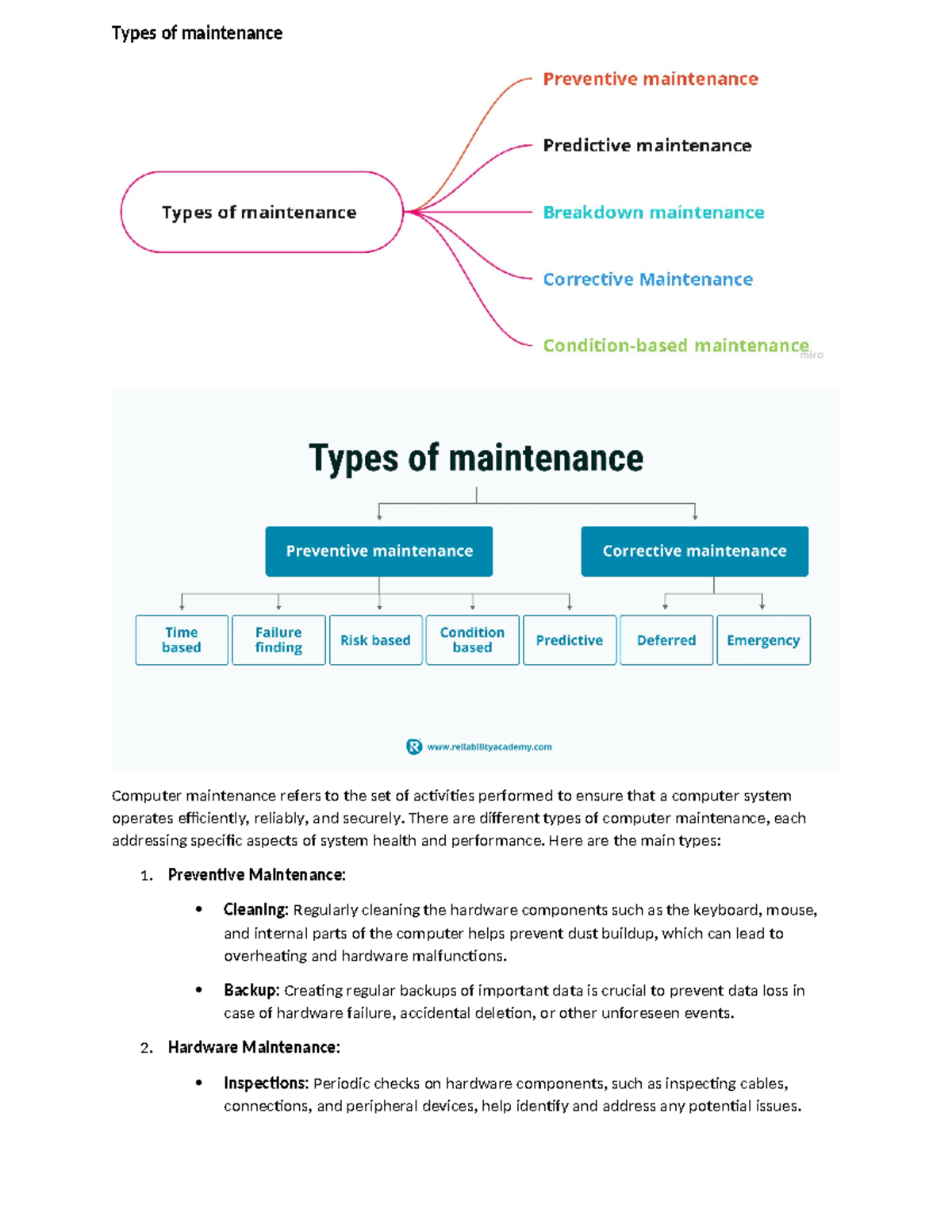 Types of maintenance 22 - Types of maintenance Computer maintenance ...