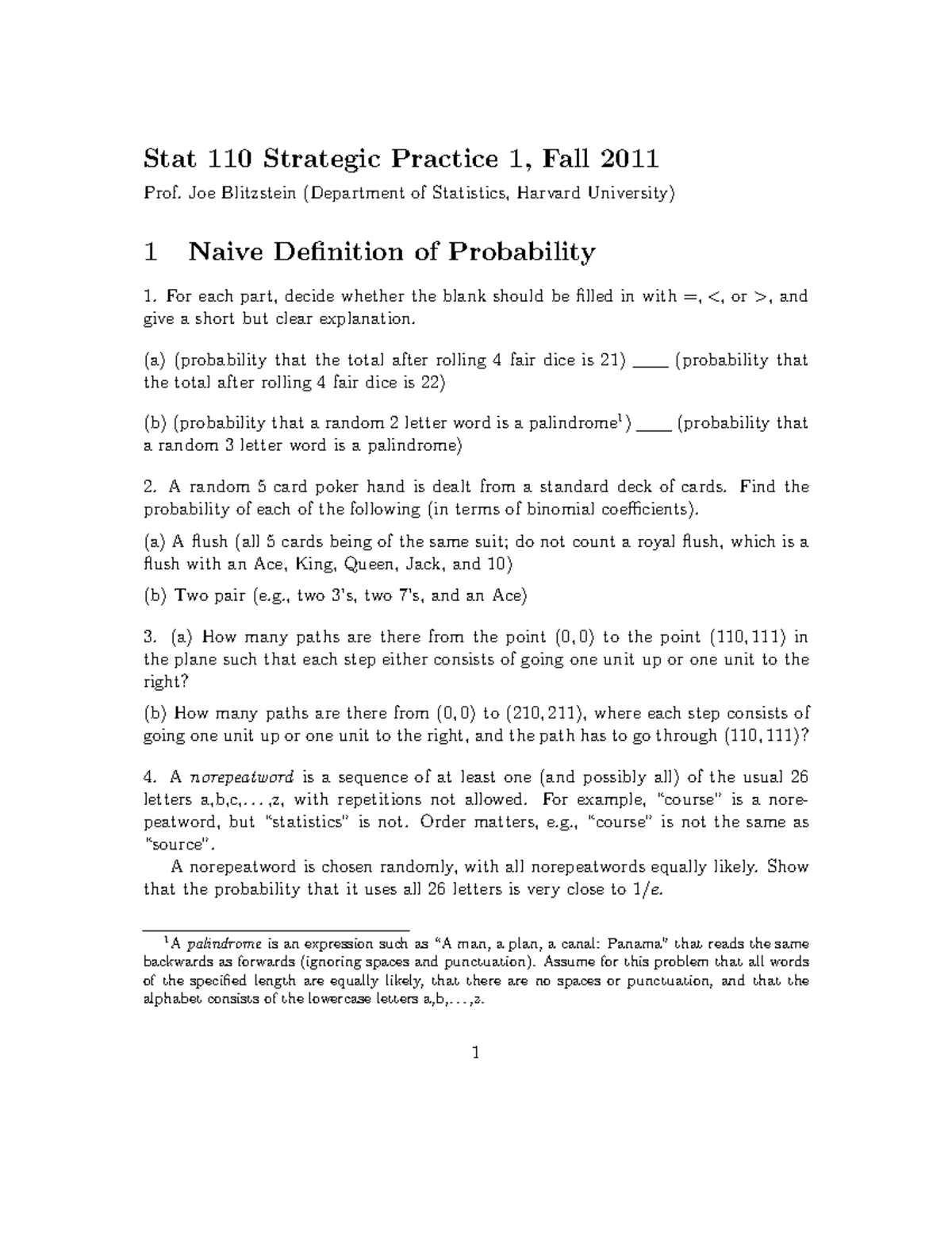 stat 110 homework