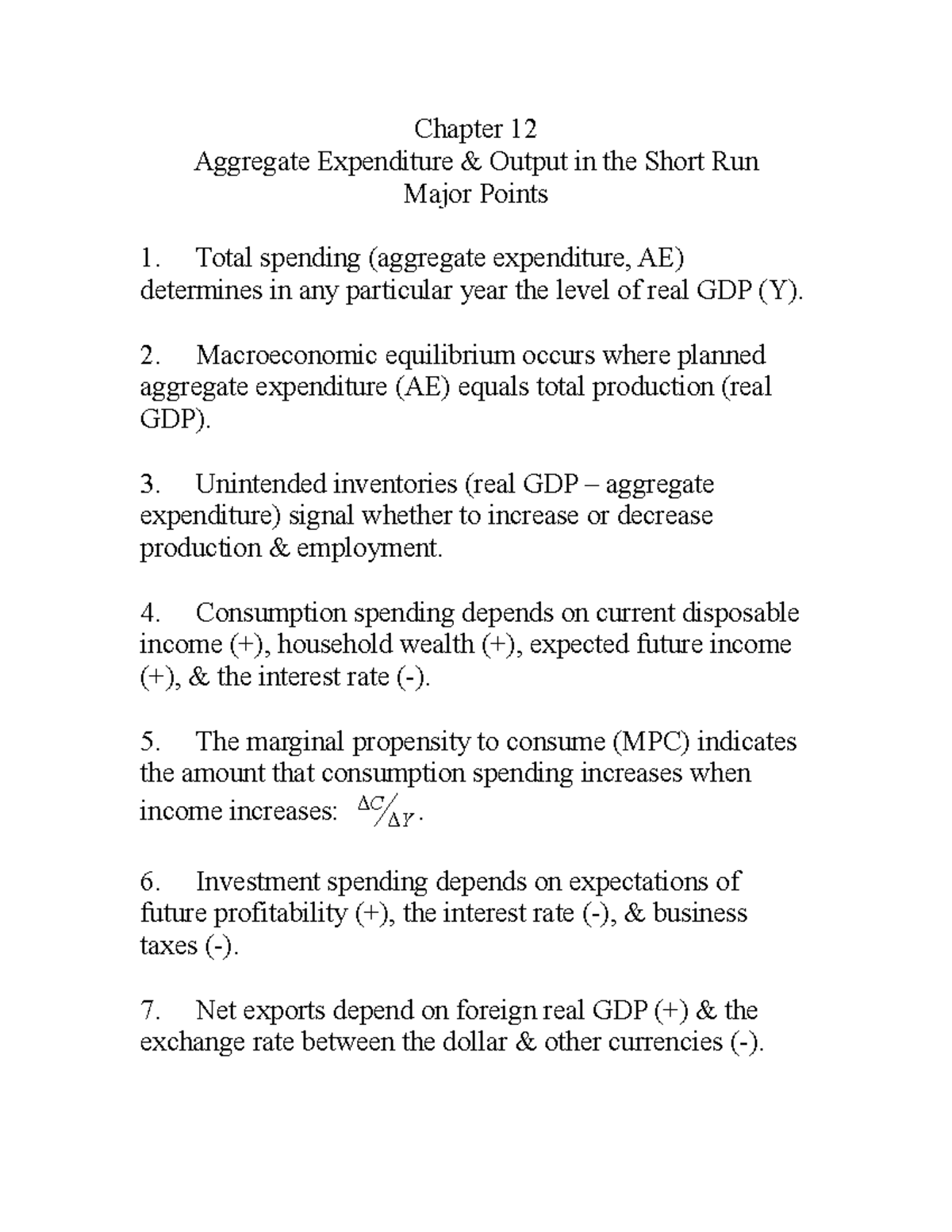 MP Ch12 - Summary Principles Of Eco II - Chapter 12 Aggregate ...
