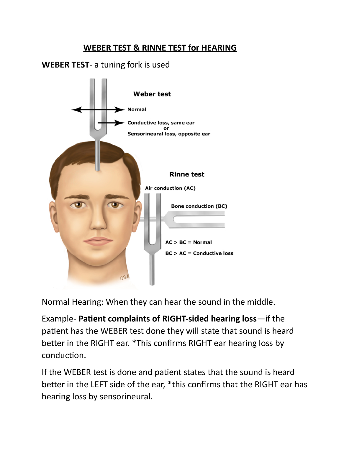 Weber And Rinne Test Nurs Studocu