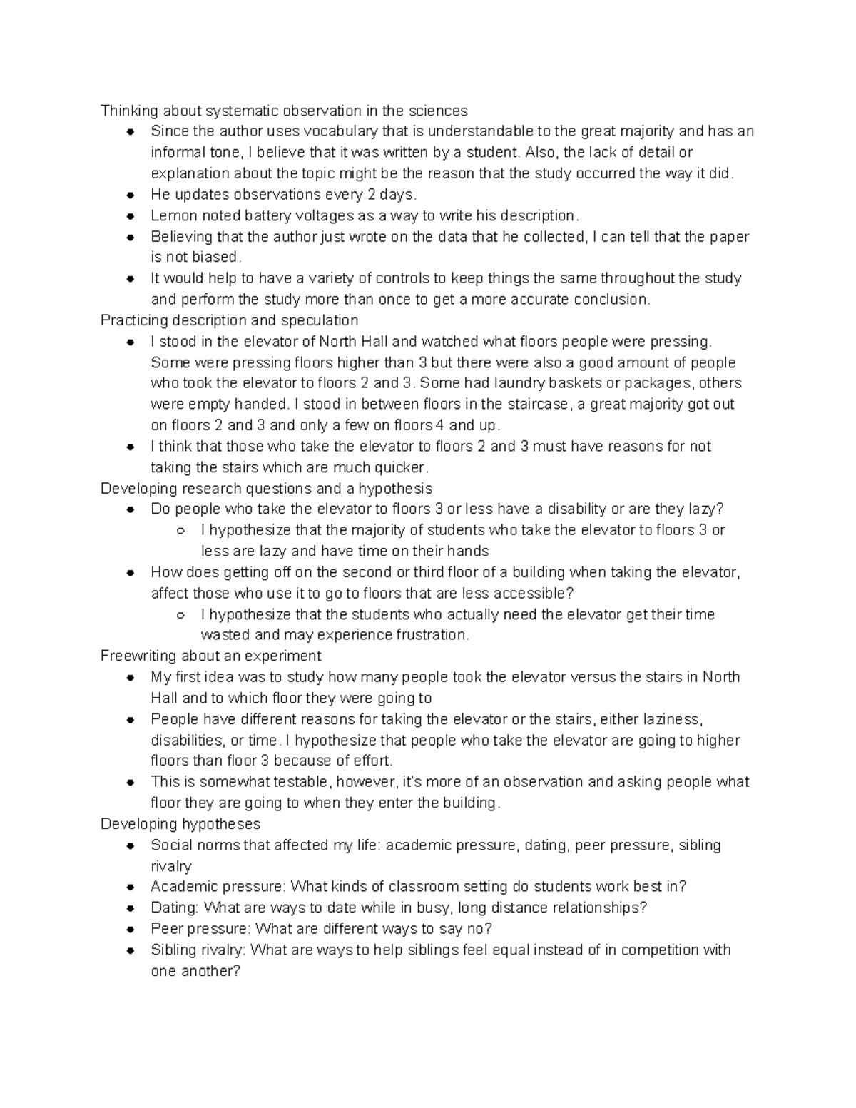 SOC 204 Observation Assignment - Thinking about systematic observation ...