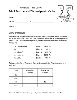 213 Lab 1-Fall2021 - Lab - Physics 213 - Lab # 1 The Ideal Gas Law And ...