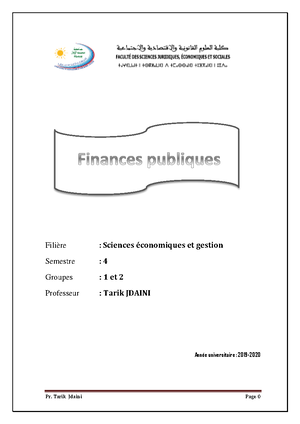 Chapitre 2 Du Cours Finances Publiques - Finances Publiques Pr ...