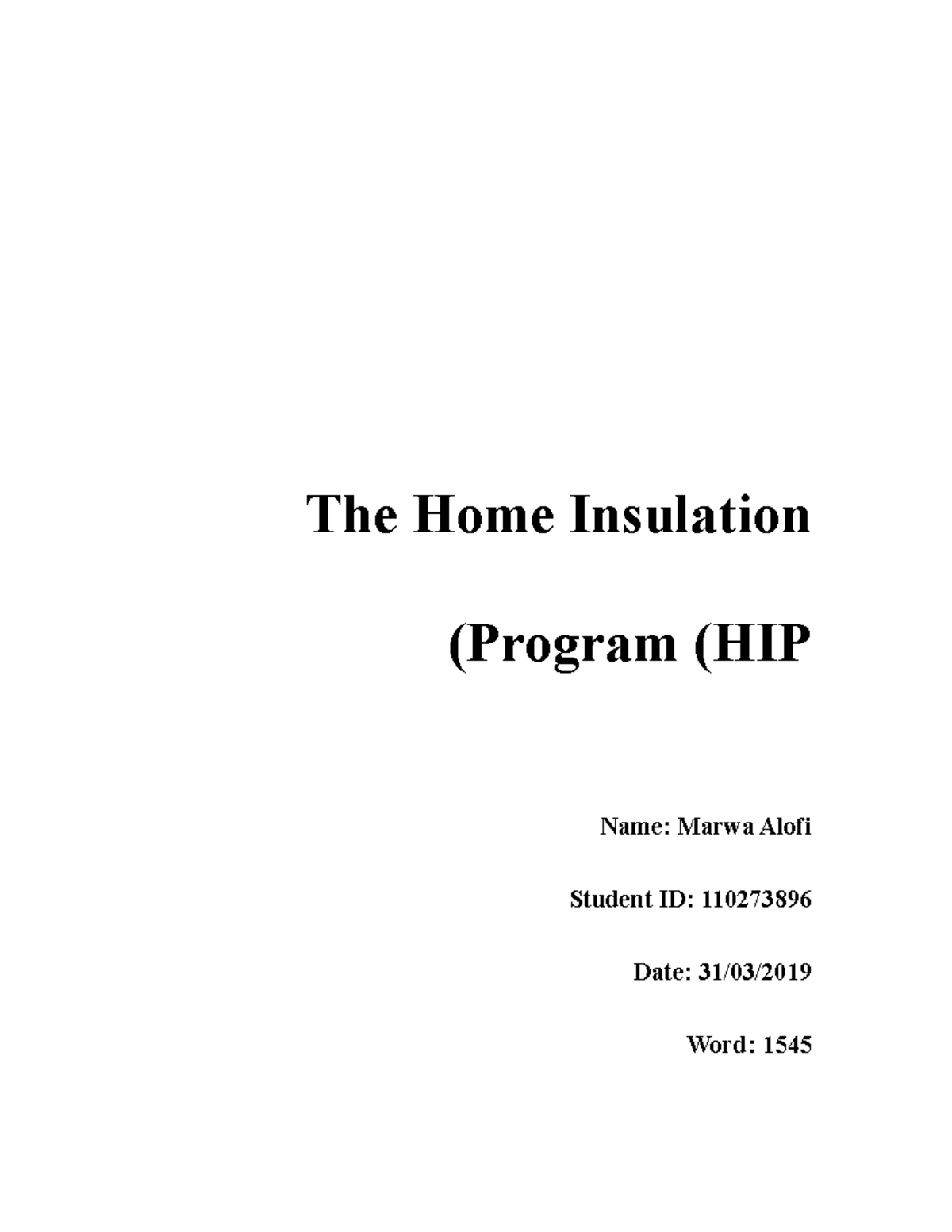 PM-The Home Insulation Program - The Home Insulation Program (HIP ...