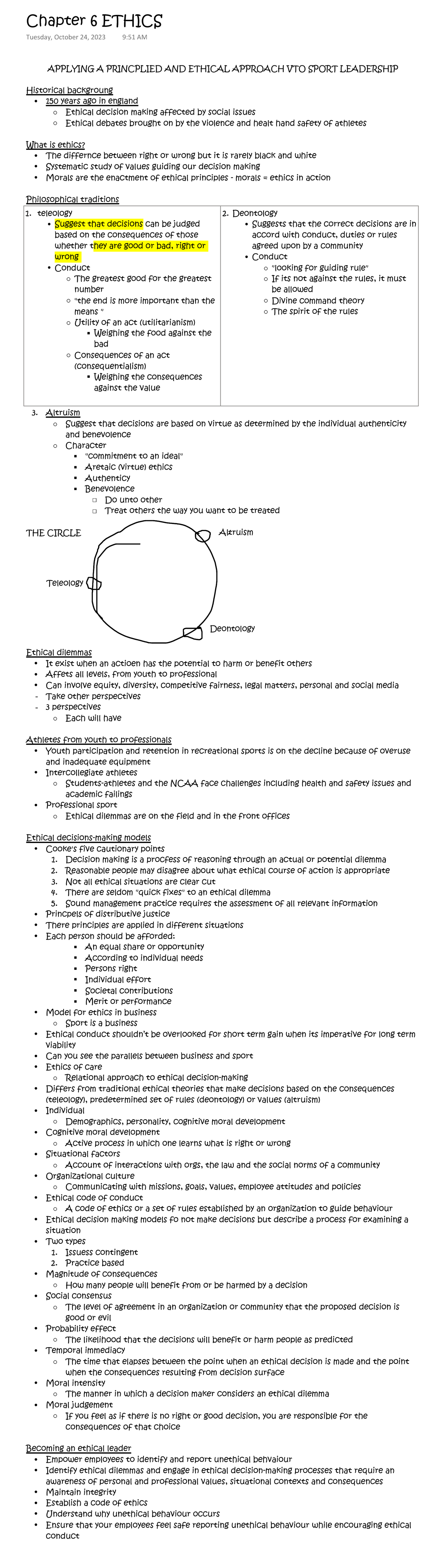 Chapter 6 Ethics - APPLYING A PRINCPLIED AND ETHICAL APPROACH VTO SPORT ...