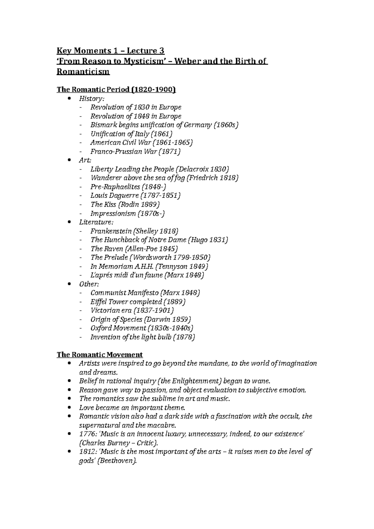 Key Moments 1 Lecture notes 3 Key Moments 1 Lecture 3 ‘From
