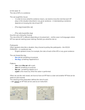 Lecture 4 notes - Syntax Part I: The Building Blocks What do we know so ...