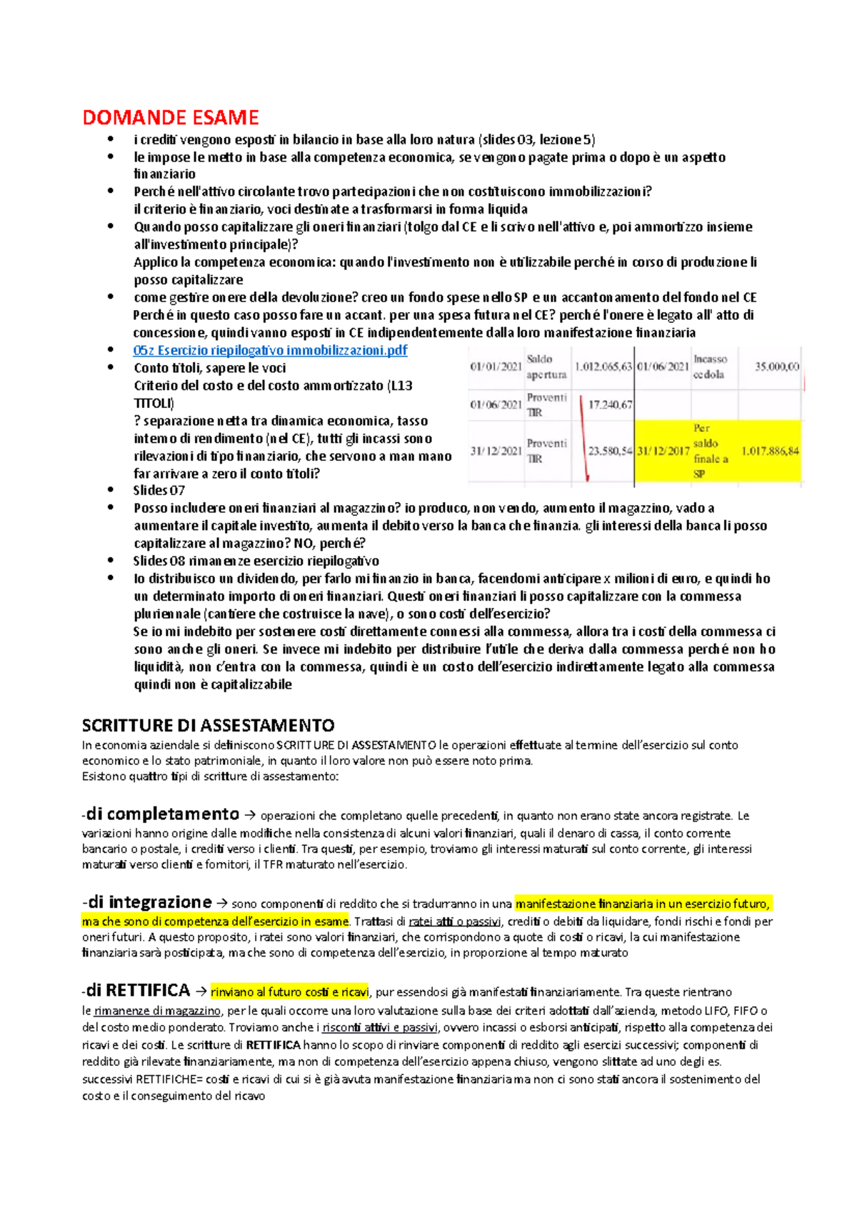 Schemi utili di contabilità - DOMANDE ESAME i crediti vengono esposti ...