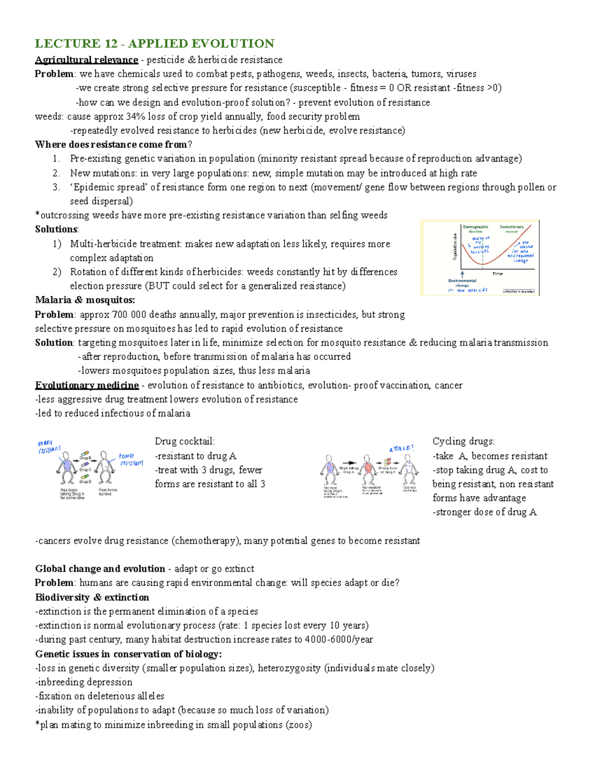 BIO120 Lecture 12 - LECTURE 12 - APPLIED EVOLUTION Agricultural ...
