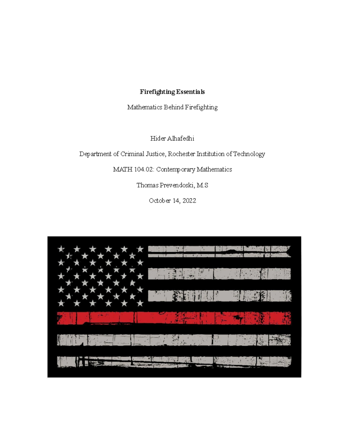 Report 1 Firefighting Essentials Firefighting Essentials Mathematics