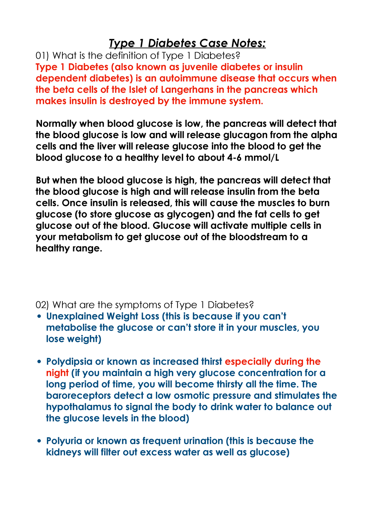 type 1 diabetes case study quizlet