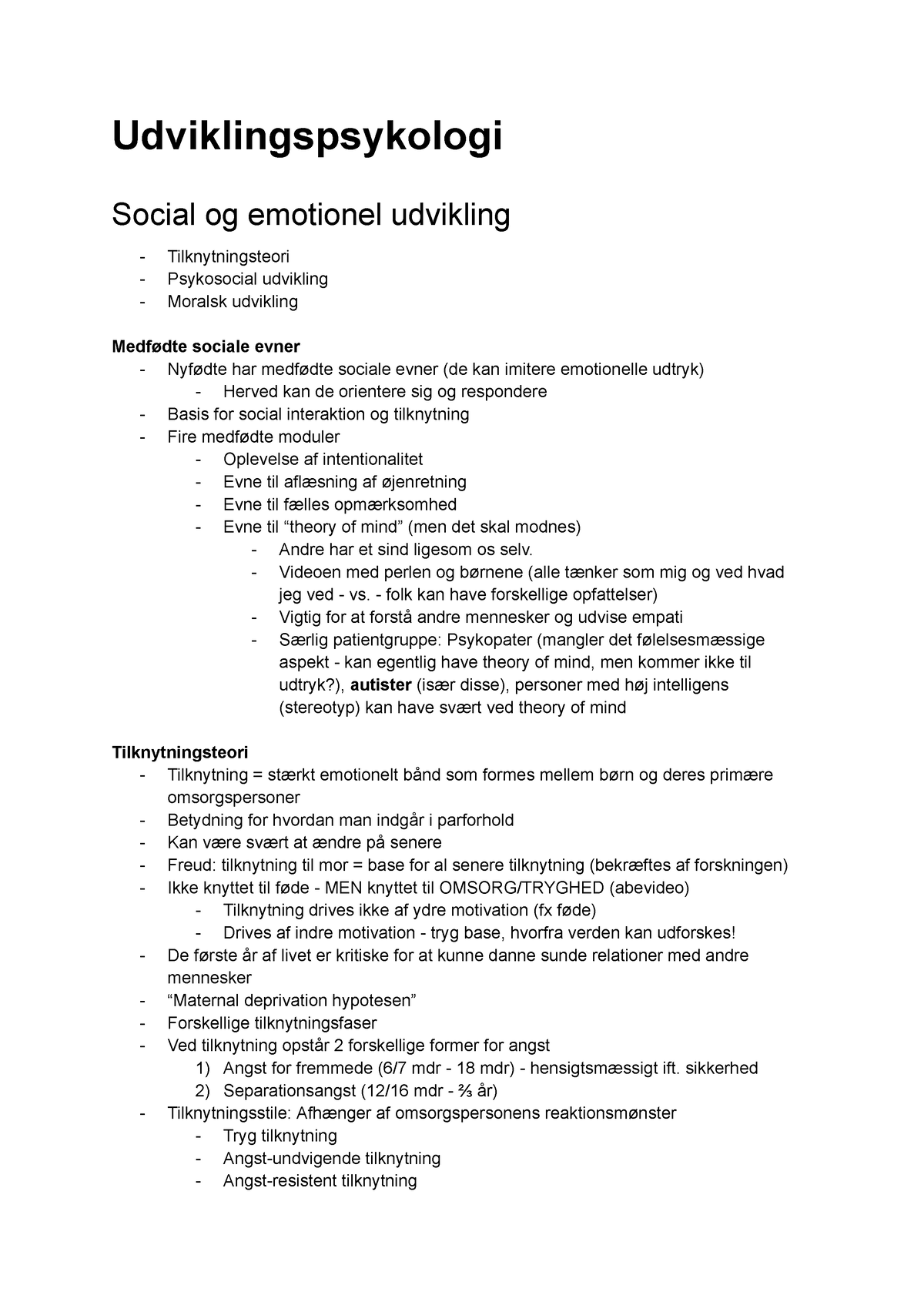 Udviklingspsykologi - Udviklingspsykologi Social Og Emotionel Udvikling ...