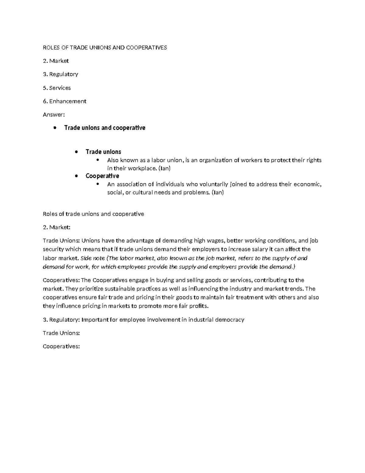 Roles OF Trade Unions AND Cooperatives ROLES OF TRADE UNIONS AND roles-of-trade-unions-and-cooperatives-roles-of-trade-unions-and
