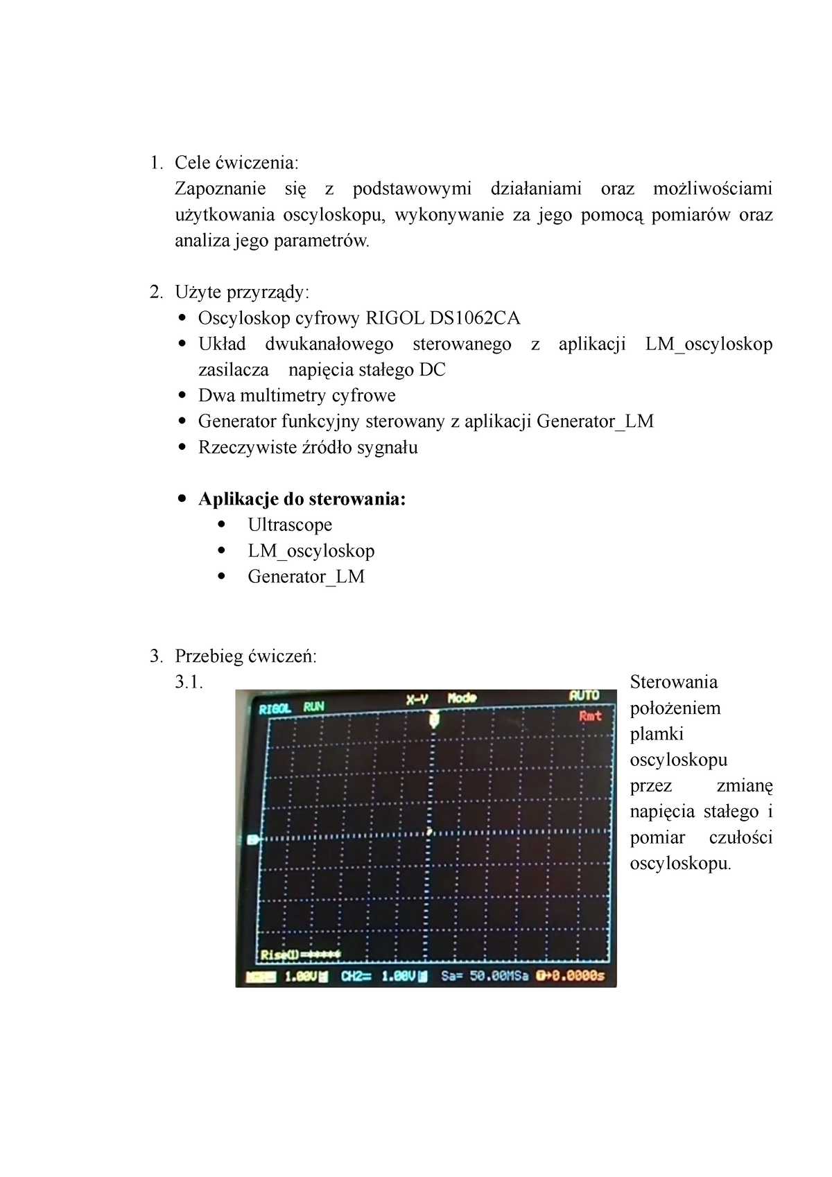 Oscyloskop - Sprawko - Cele ćwiczenia: Zapoznanie Się Z Podstawowymi ...