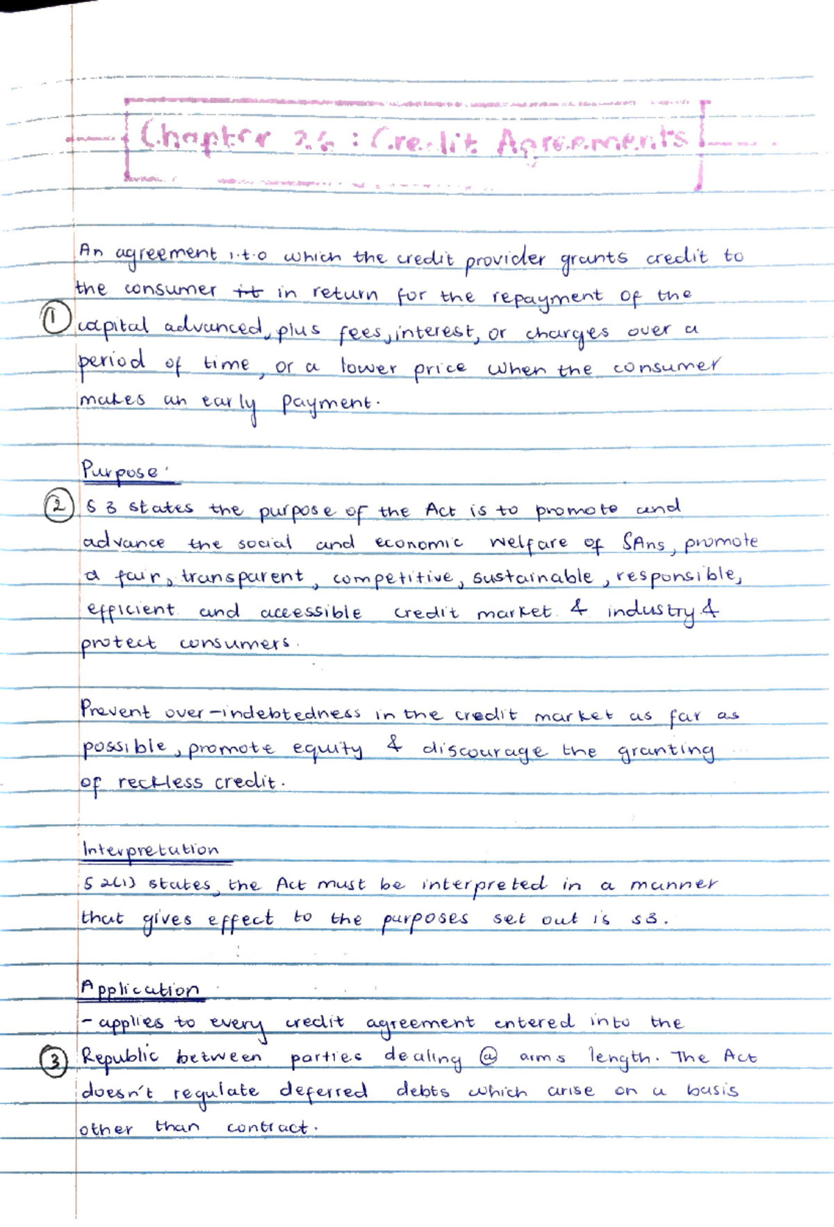 Credit agreements - Notes/ summary for NCA in mercantile law. - LME50A ...