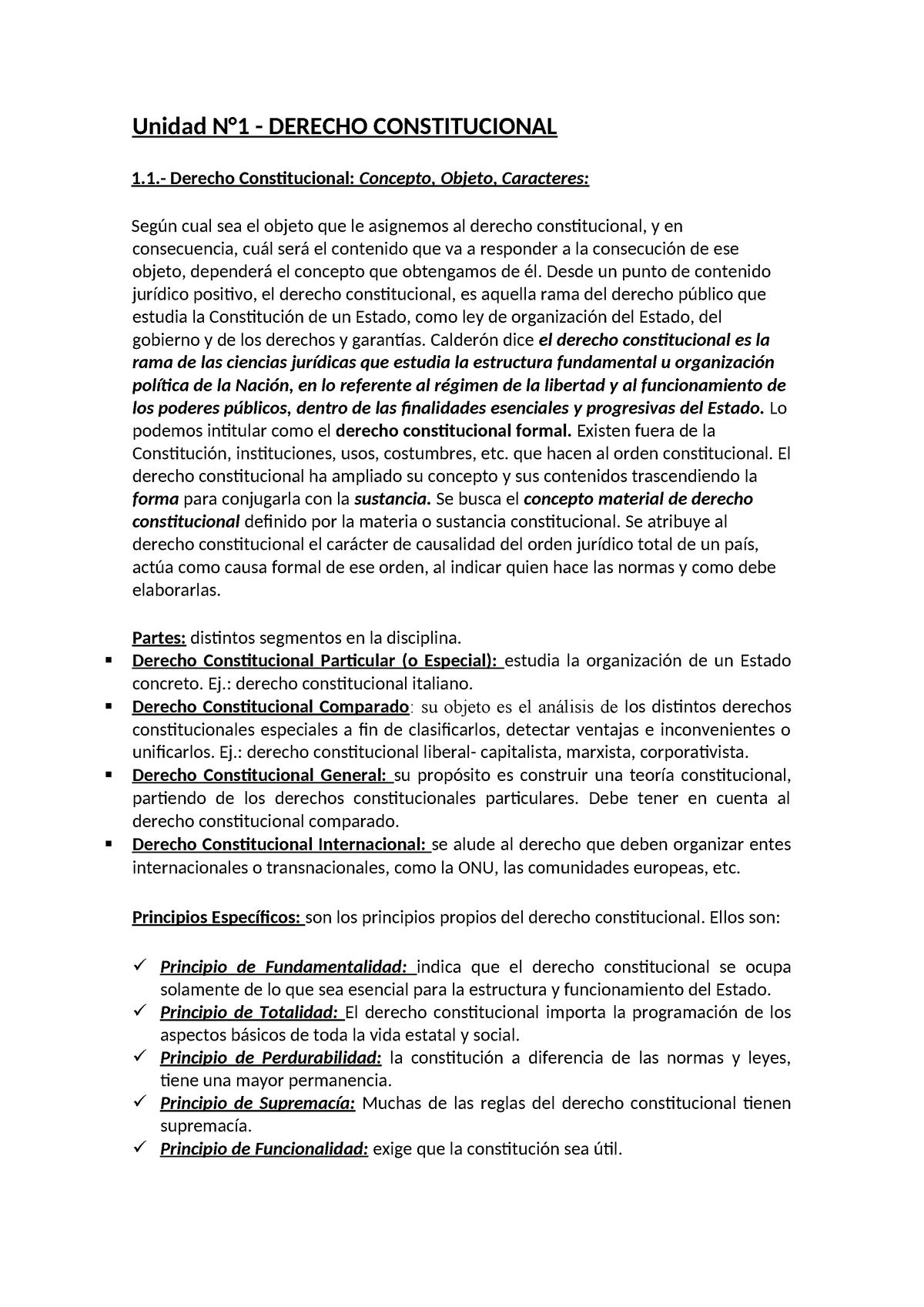 Resumen Constitucional 1 Parcial - Unidad N°1 - DERECHO CONSTITUCIONAL ...