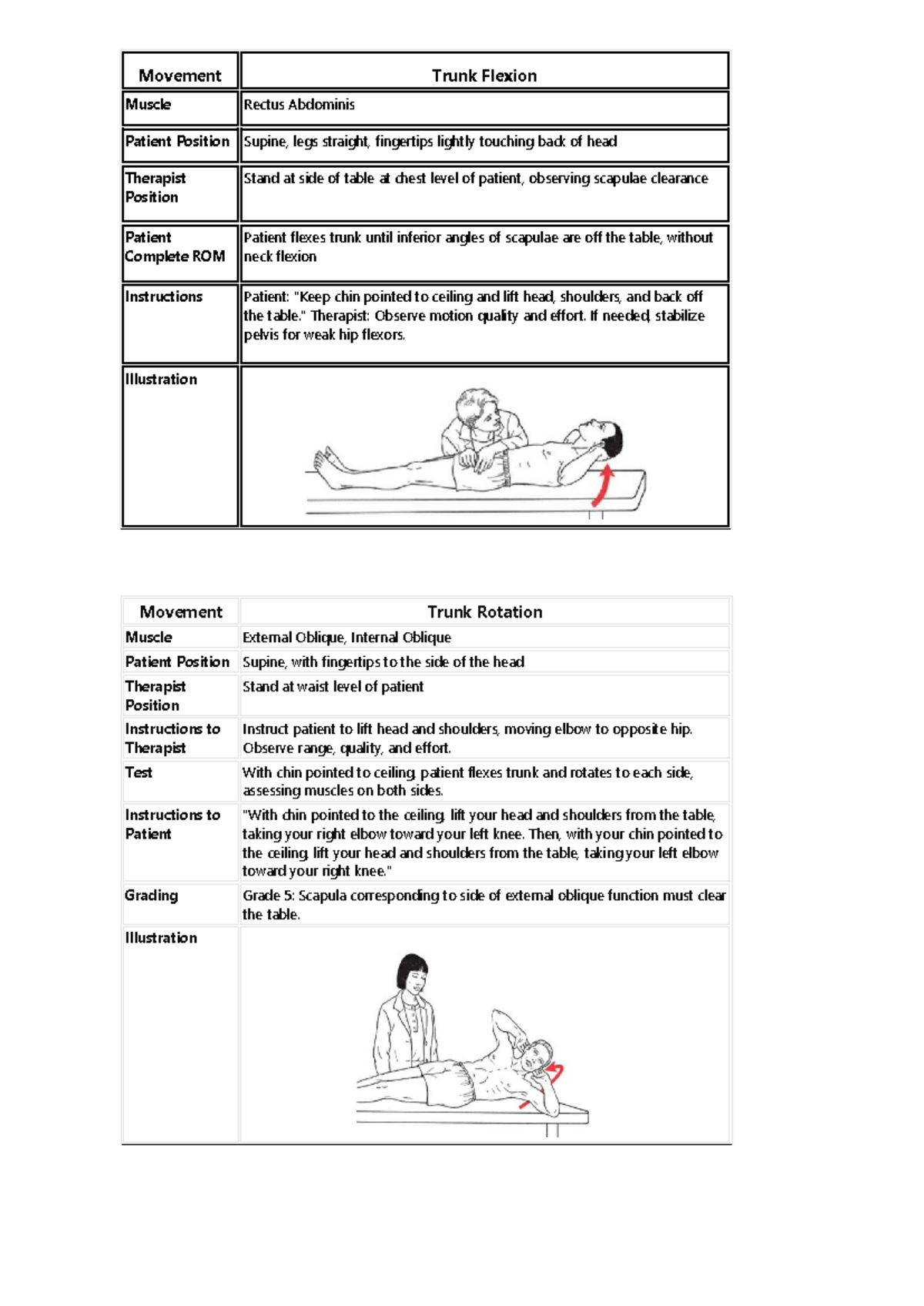 Manual Muscle Testing - Movement Trunk Flexion Muscle Rectus Abdominis ...